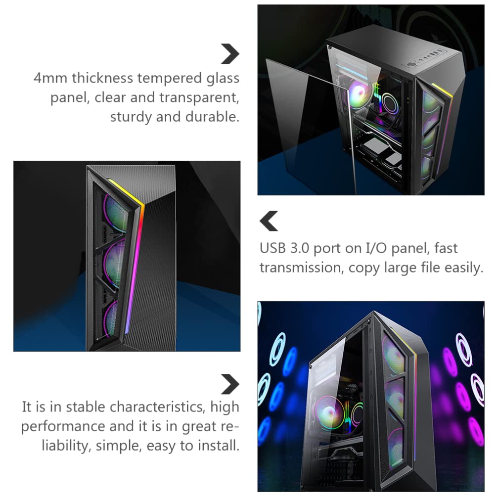 ATX Mid Tower PC Case with RGB Lighting - High Airflow Gaming Computer Case for Desktop Builds, Workstations & Home Office Setups