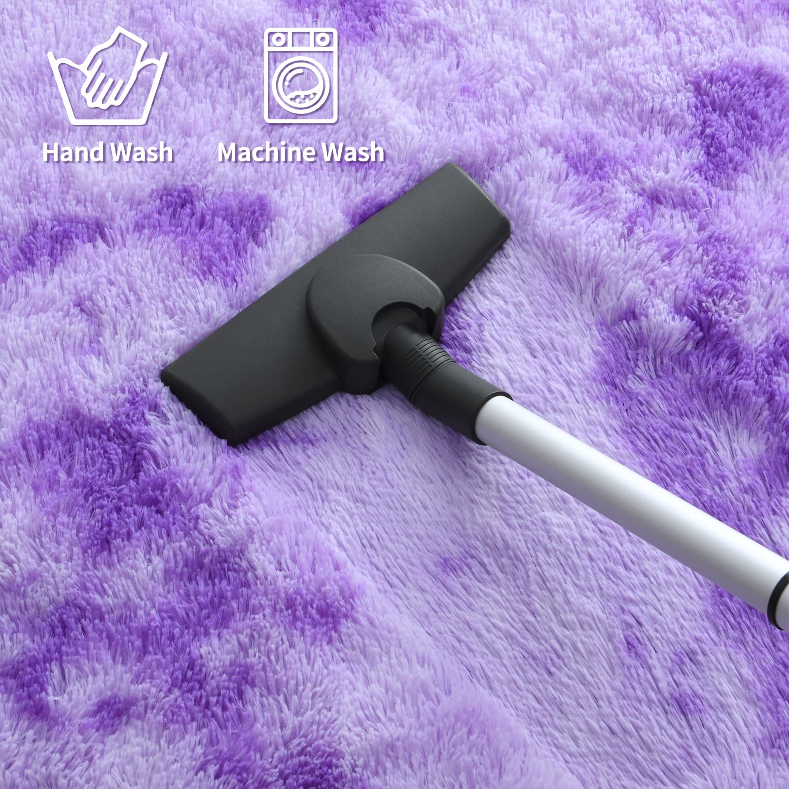 FlyDOIT Purple Tie-Dyed Shaggy Area Rug 4x6 Feet - Ultra Soft Plush Fluffy Living Room Rug, Modern Fuzzy Throw Carpet for Bedroom, Nursery, Kids Room & Dorm Decor - Perfect for Cozy Home & Boho Chic Style