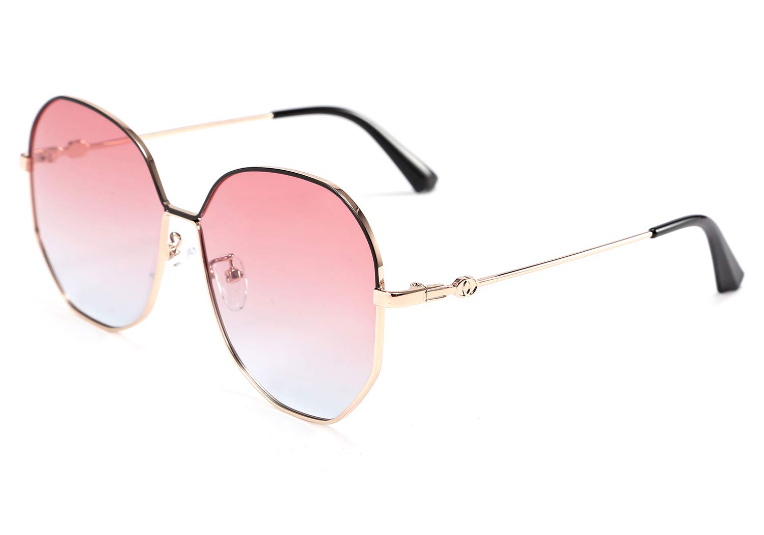 FEISEDY Hexagon Sunglasses for Women - Gradient Lens, Metal Frame, UV Protection - Perfect for Beach, Driving & Outdoor Activities