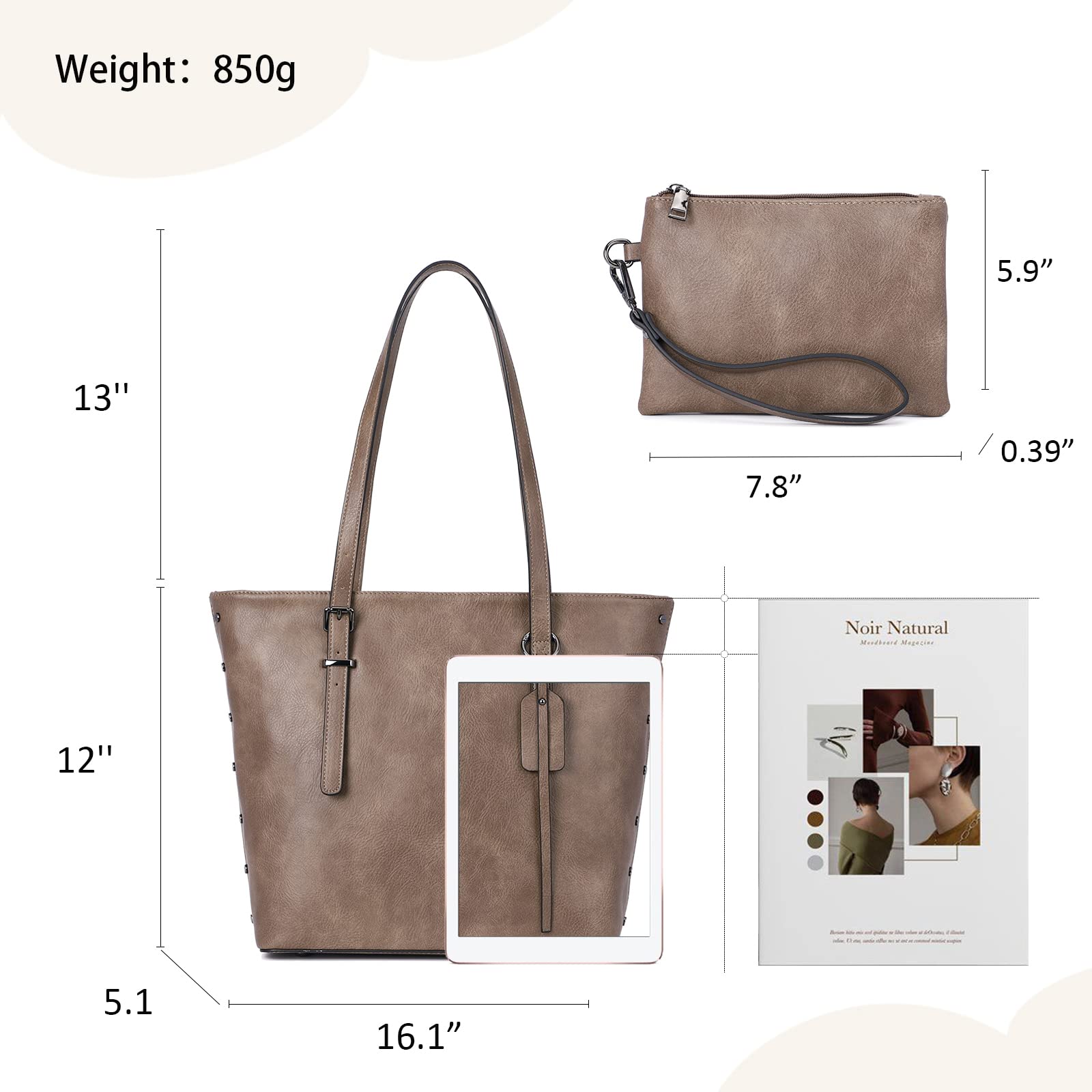 KL928 Women's PU Leather Tote Bag - Large Shoulder Bag & Top Handle Satchel Purse 2-Piece Set for Work, Travel & Everyday Use | Durable & Stylish Handbags