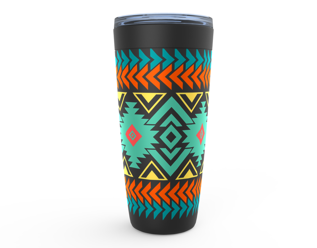 Insulated Travel Mug with Southwestern Aztec Design - Leak-Proof Stainless Steel Tumbler for Coffee, Tea & Cold Drinks | Perfect for Camping, Office & Road Trips