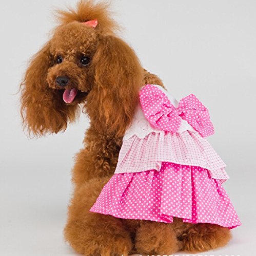 FuzzyGreen Adorable Big Bow Embellished Dog Dress for Puppies - Pink Layered Formal Pet Costume, Size M - Perfect for Parties, Weddings & Special Occasions