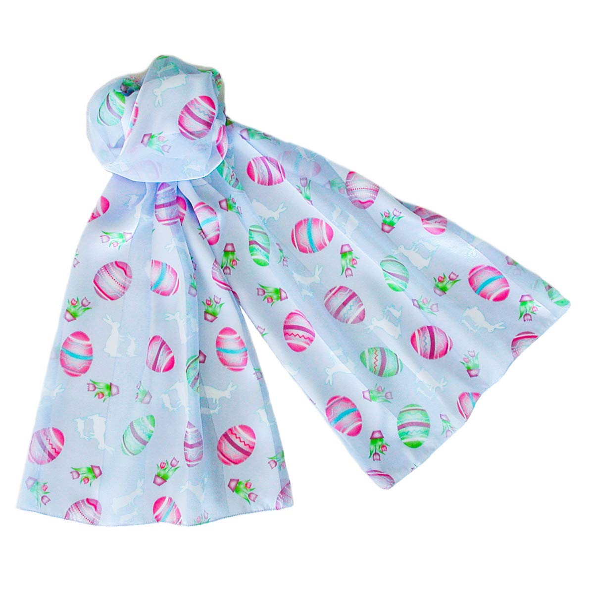 The Enchanted Easter Bunny Floral Silk Scarf
