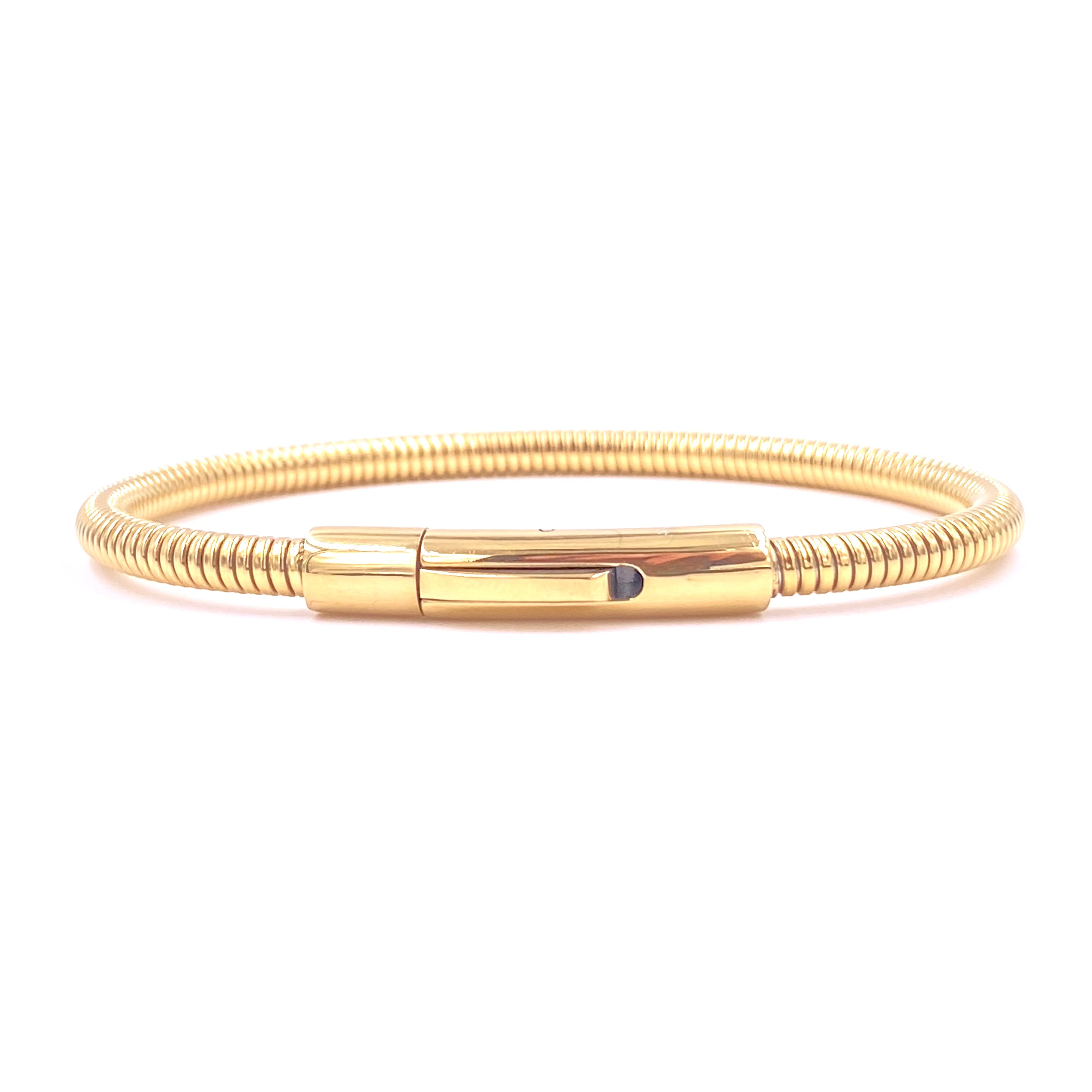 Ashley Gold Stainless Steel Button Clasp Slinky Design Bangle Bracelet for Women - Elegant Fashion Jewelry for Parties, Dating & Everyday Wear