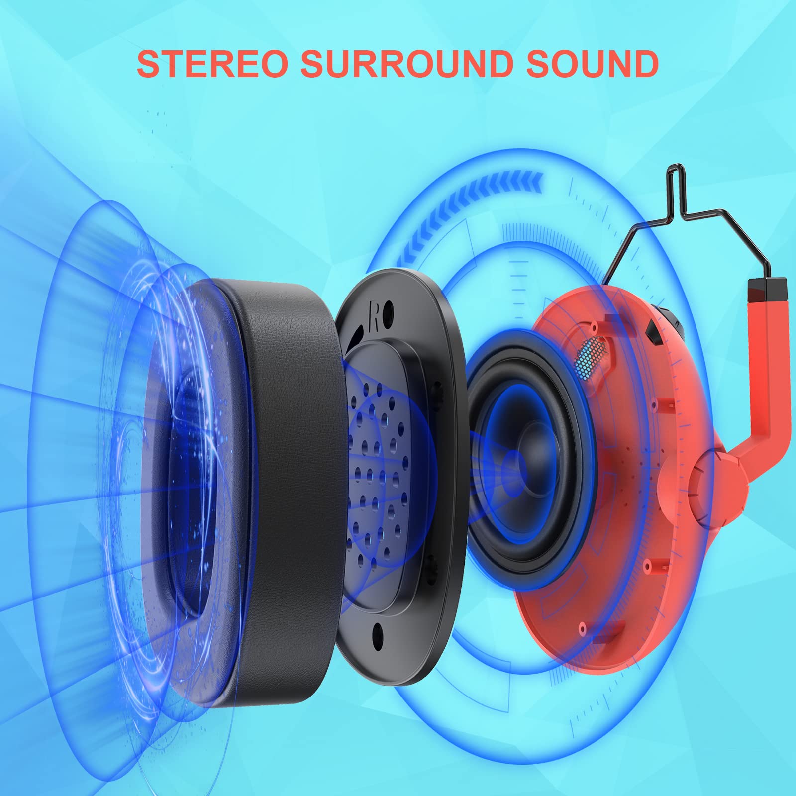 Jeecoo J50 Gaming Headset for PC, PS5, PS4, Xbox One, Switch - Stereo Sound Headphones with Noise-Canceling Mic, Foldable & Lightweight Design for Comfortable Gaming - Compatible with Laptop & Mobile Devices (Red & Blue) - Perfect for Online Gaming, Streaming & Video Calls