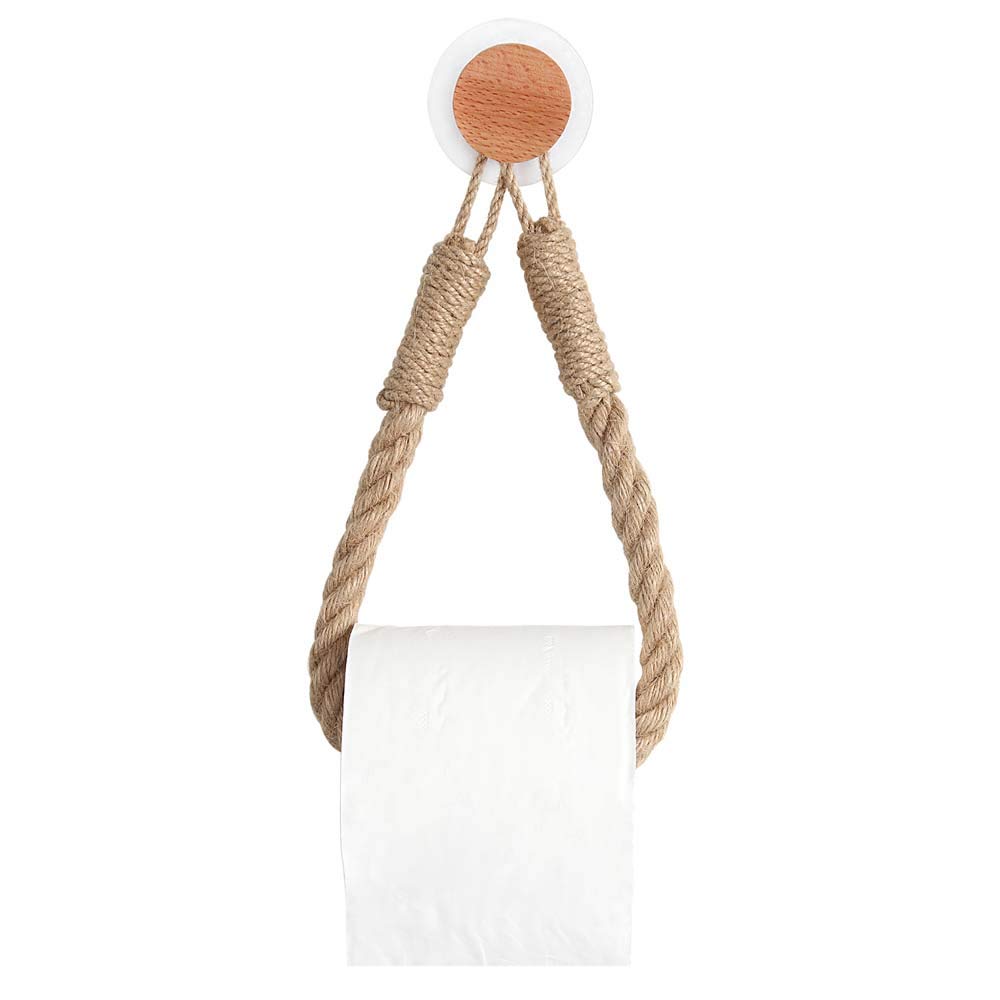 Vintage Wall Mounted Toilet Paper Holder - Rustic Towel Hanging Rope Bathroom Tissue Dispenser - Home Decor Accessories for Bathroom, RV, Camper & Tiny House (2-Pack)
