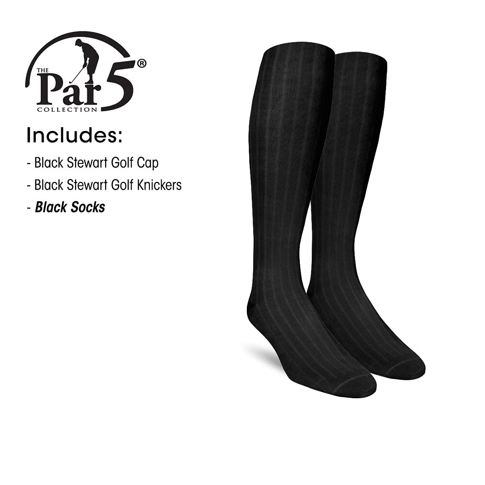 Stewart Collection Ladies 'Par 5' Matching Golf Cap and Over-The-Calf Socks Set - Black | Perfect for Golf Tournaments & Country Club Outfits