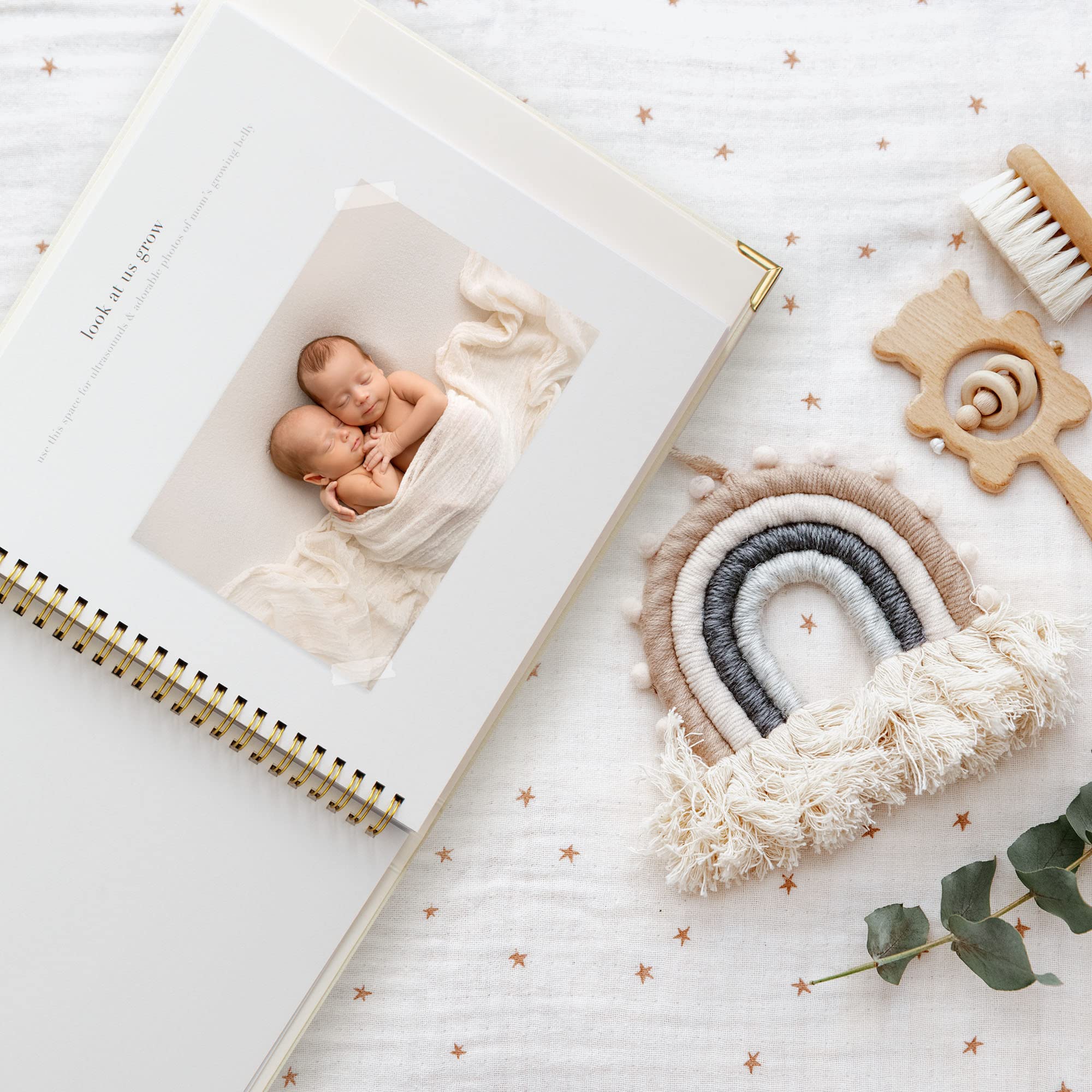ZICOTO Gender Neutral Baby Memory Book - First 5 Years Keepsake Scrapbook for Boys & Girls | Linen Photo Album to Record Milestones from Birth | Perfect Baby Shower Gift & Family Heirloom