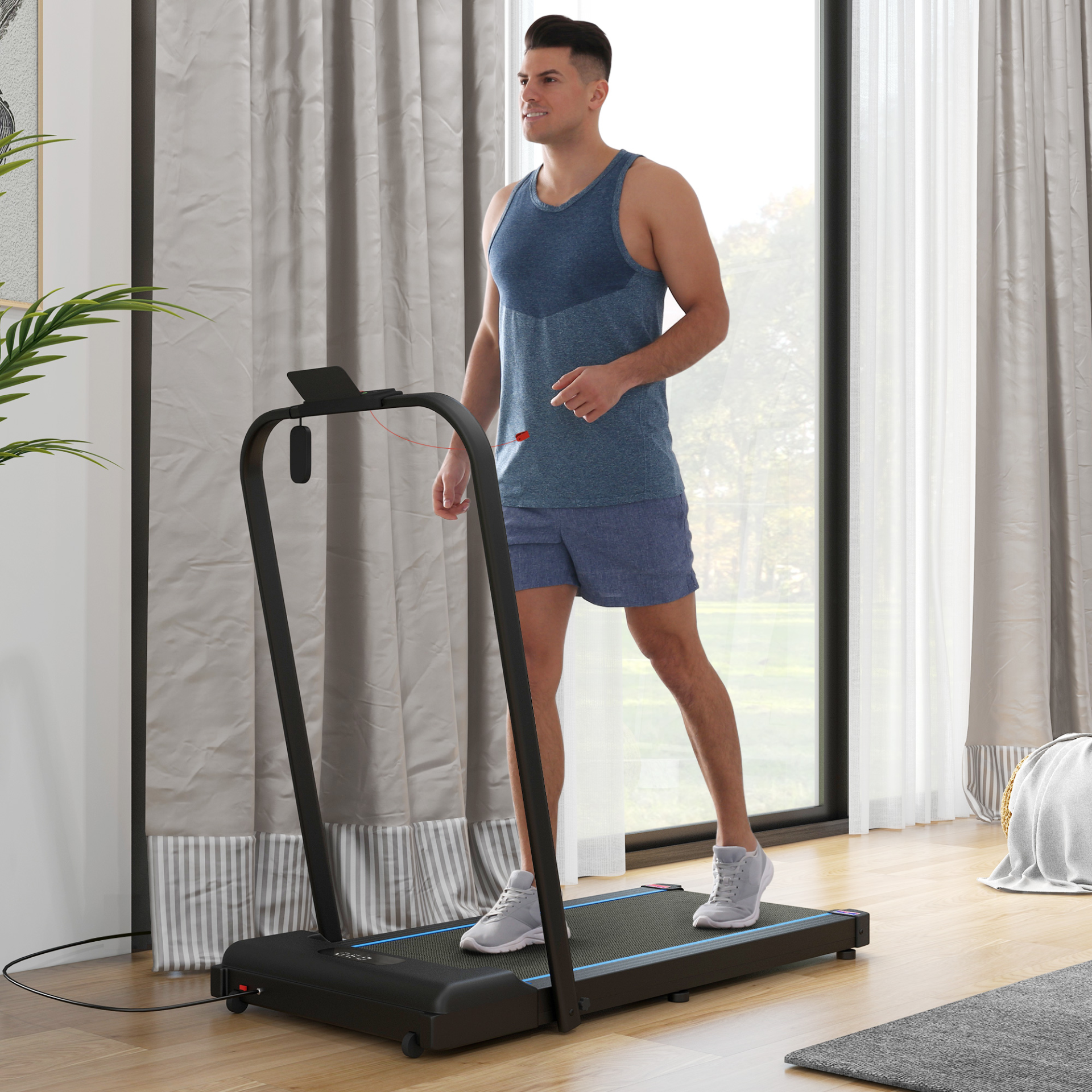 SPORTNOW 2.5HP Folding Treadmill with Remote Control - 1-6km/h Adjustable Speed, LED Display - Compact Walking Pad for Home Gym, Office & Small Spaces - Orange (Ideal for Walking Workouts, Under Desk Exercise & Indoor Fitness)