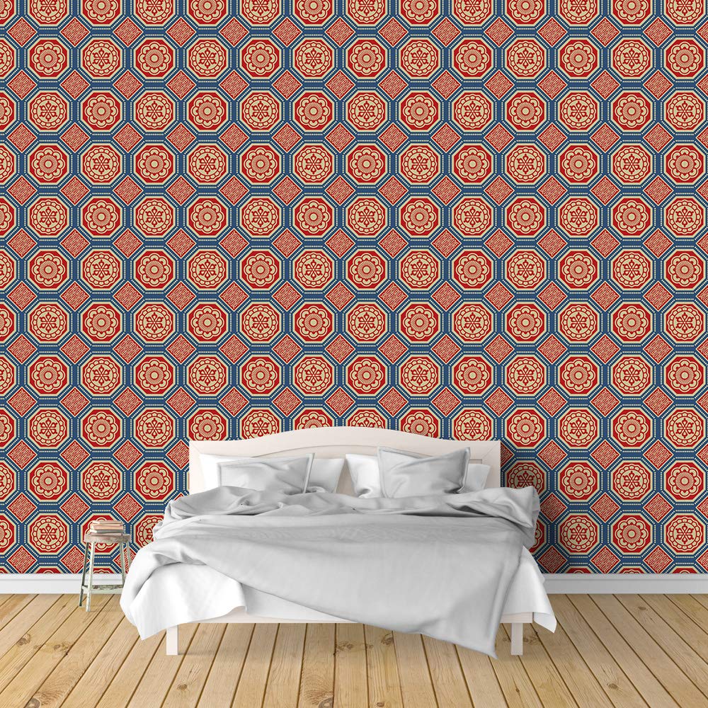 Beautiful Chinese Traditional Pattern Removable Wallpaper - Peel and Stick Wall Murals for Bedroom Decor (100x144 inches) | Perfect for Home Renovation, Accent Walls & DIY Interior Design