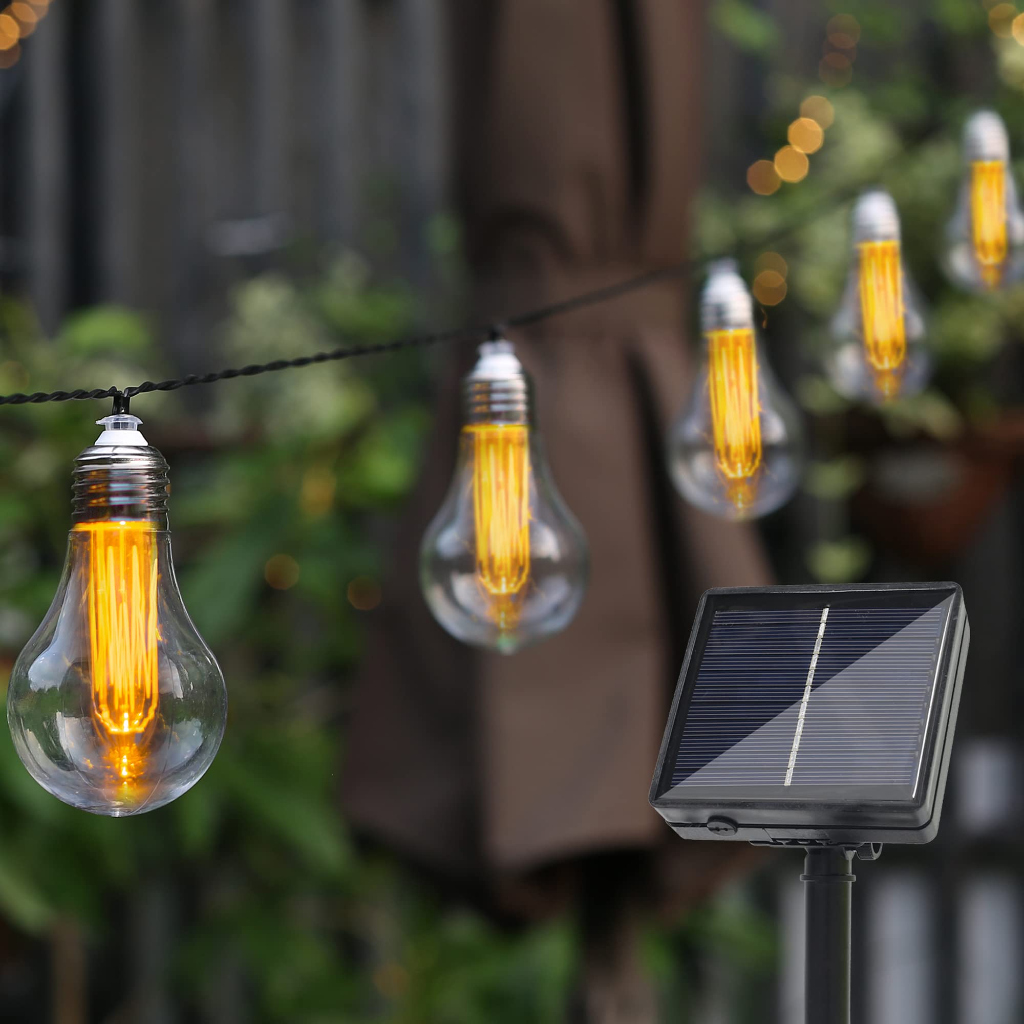 50 LED Solar Powered Edison String Lights - 17FT Photo Clips Hanging Lights for Outdoor Garden, Patio, Wedding & Party Decor