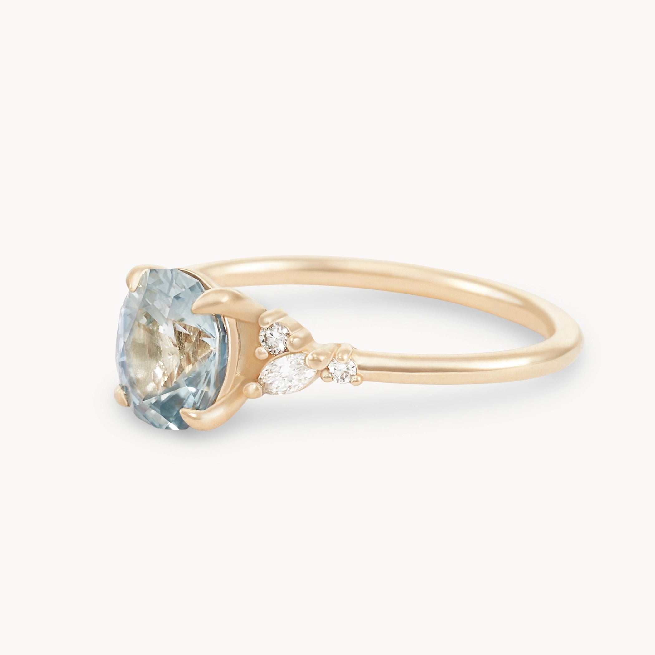 Unique Mystic Love 14K Yellow Gold Ring with Icy Blue Oval Sapphire – Perfect for Engagement, Anniversary & Special Occasions