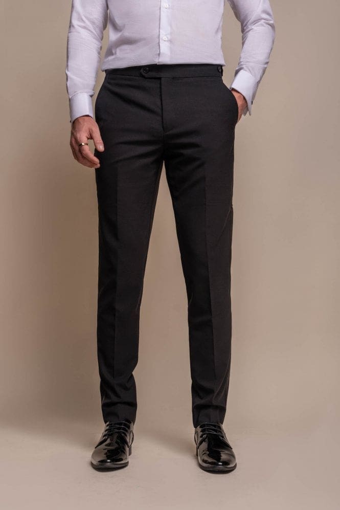 Cavani Aspen Men's Black Dress Pants - Slim Fit Formal Trousers for Office, Business & Wedding Attire