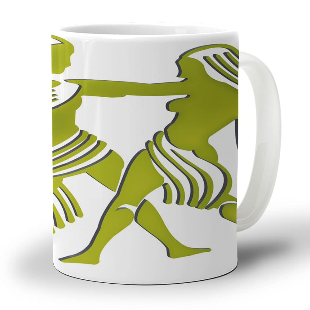 Gemini & Aquarius Zodiac Ceramic Coffee Mug - Green Astrology Design for Hot Chocolate, Tea, or Cocoa - Dishwasher & Microwave Safe - Perfect for Office, Home, or Gift Giving