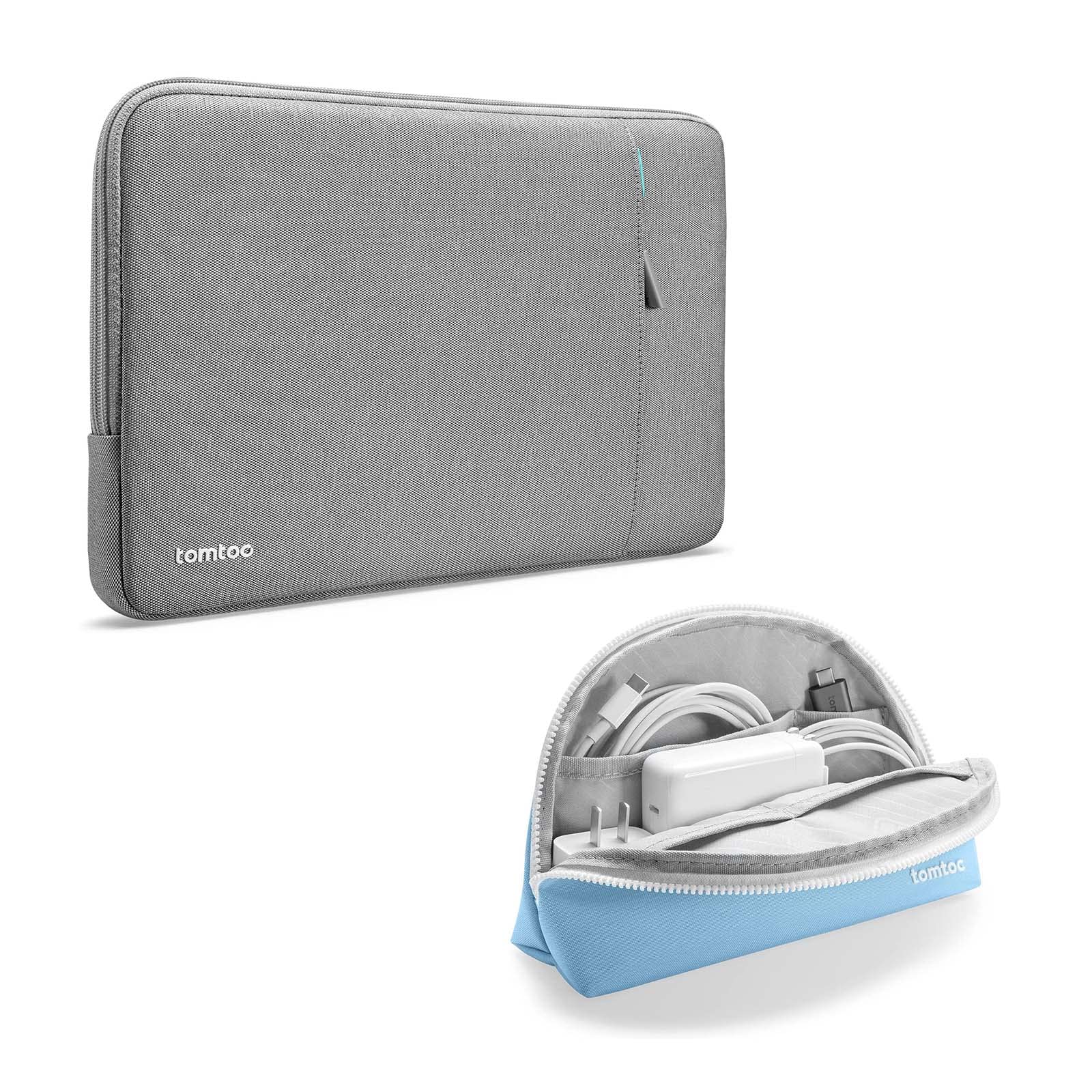tomtoc 360 Protective Laptop Sleeve for 13-inch MacBook Air/Pro M1 - Shockproof Case with Storage Pouch | Perfect for Travel, Office & School