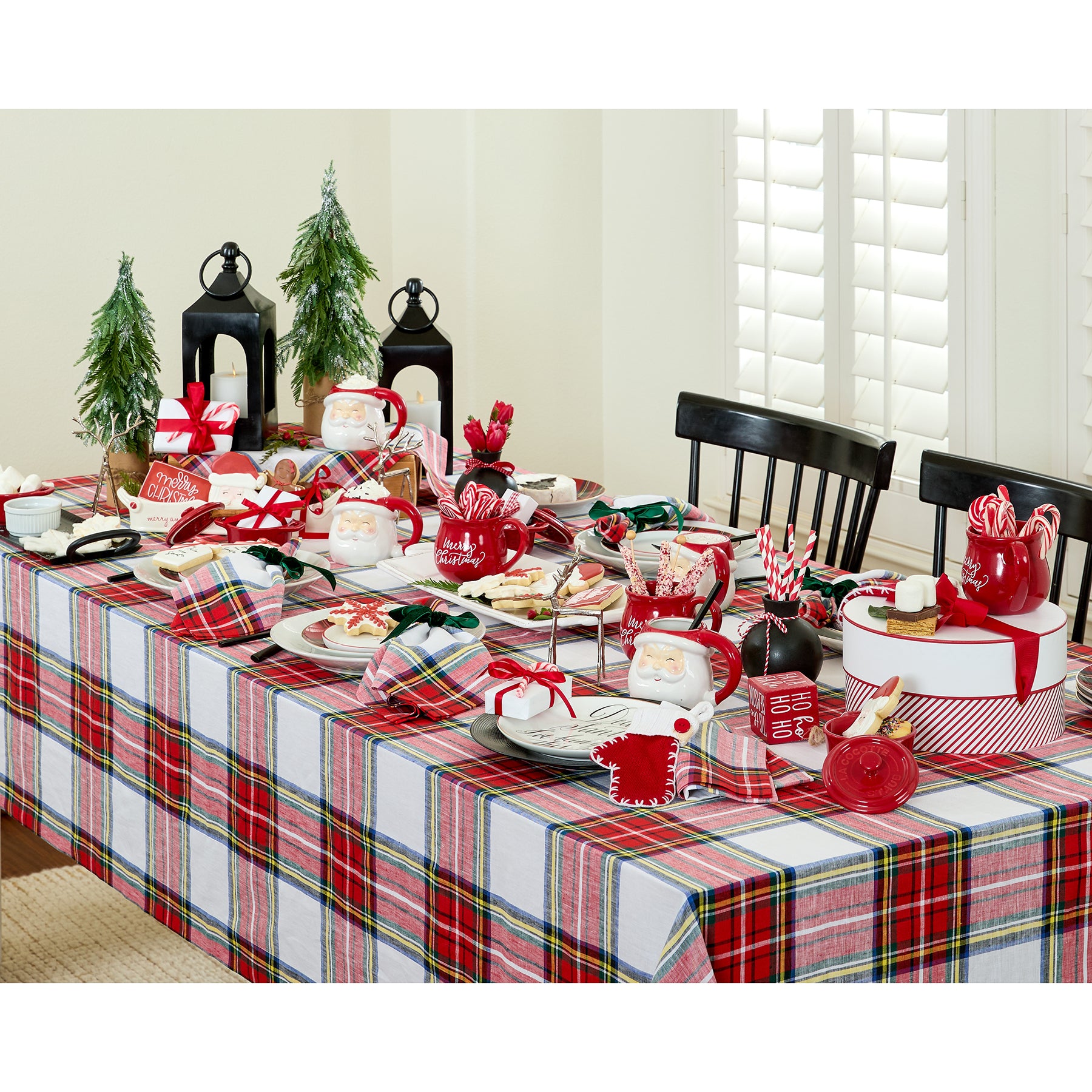 Premium Stewart Plaid Tablecloth - 100% Cotton, Wrinkle-Resistant, Washable - Perfect for Dining Room, Kitchen, Party & Holiday Decor
