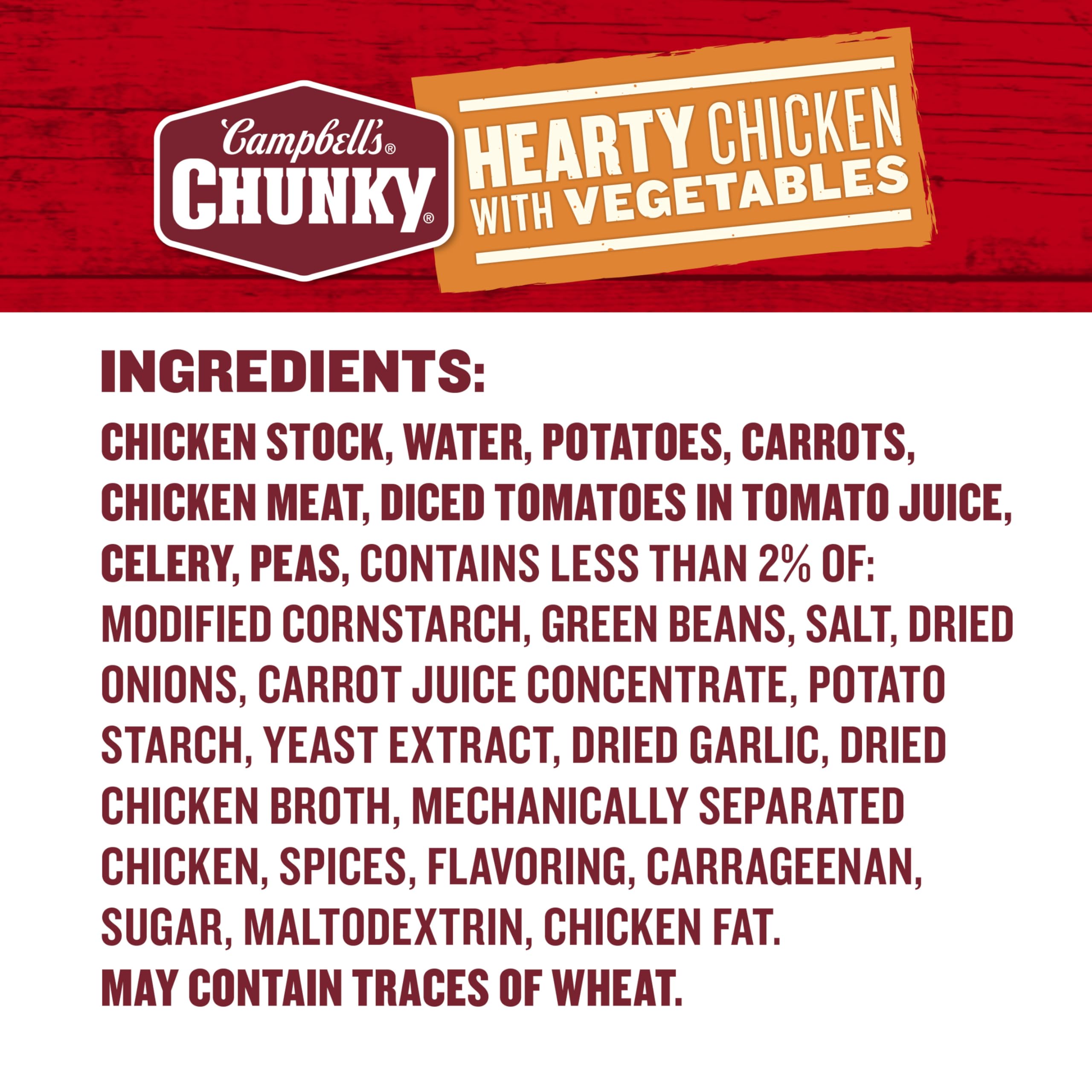 Campbell's Chunky Hearty Chicken & Vegetable Soup - 18.6 oz Cans (12-Pack) | High Protein Meal, Quick Lunch Idea & Emergency Food Supply for Camping, Office & Home Pantry