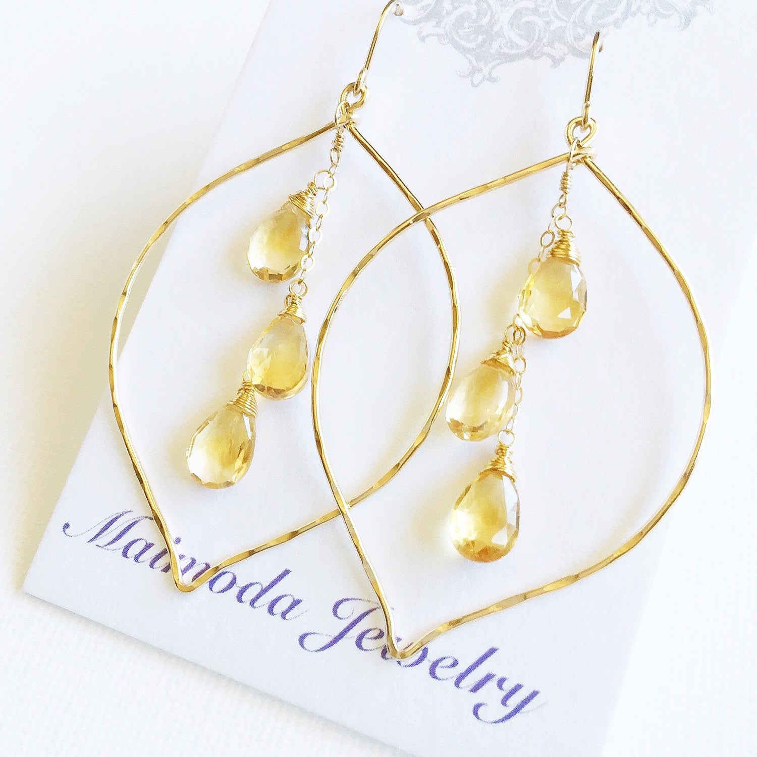 Yuri Citrine Earrings (E543) - Elegant Gemstone Jewelry for Women, Perfect for Parties, Weddings & Special Occasions