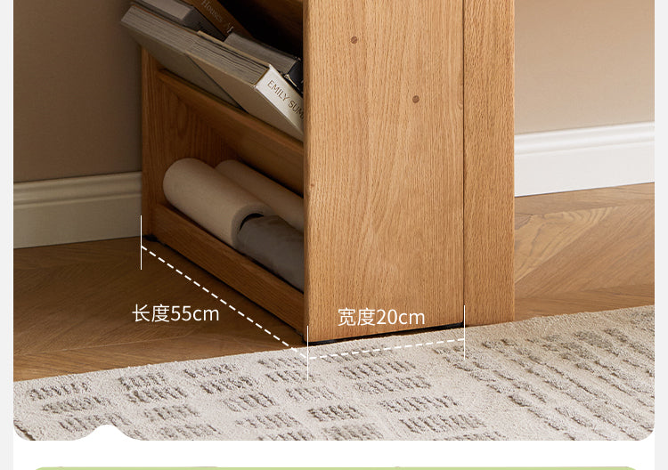 Oak Solid Wood Small Wall-Mounted Book Rack - Space-Saving Bookshelf for Living Room, Bedroom & Office Organization