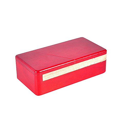 KINGOU Wooden Red Magic Box with Secret Drawer - Mysterious Puzzle Gift Box for Magic Tricks, Treasure Hunts & Surprise Gifts - Perfect for Magicians, Game Lovers & Unique Present Ideas