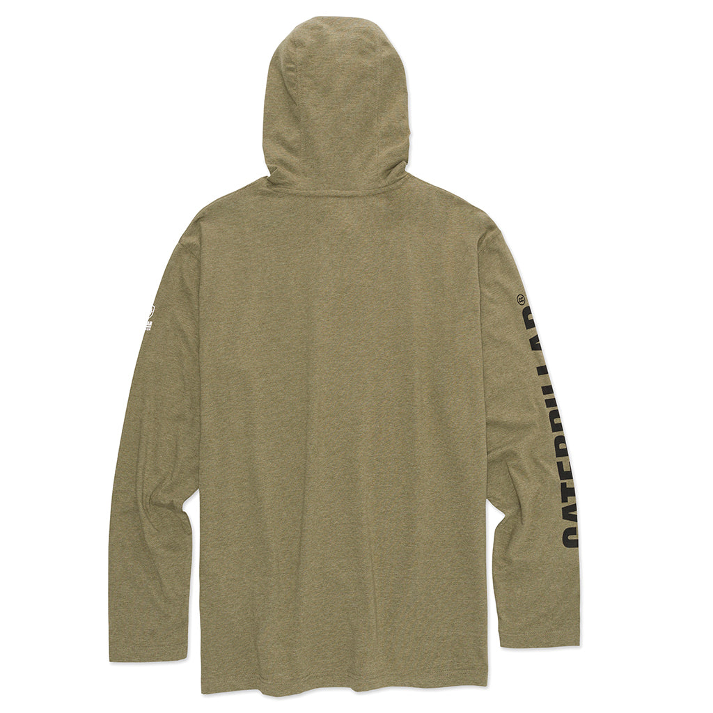 Men's CAT UPF 50+ Sun Protection Hooded Long Sleeve T-Shirt - Outdoor Work, Hiking & Casual Wear
