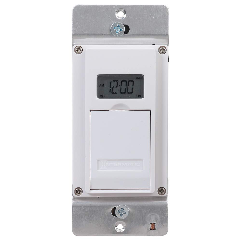 Intermatic EJ600 120 Volt Indoor Digital Astro In-Wall Timer - White, Medium Size | Programmable Light Switch for Home Automation, Energy Savings & Security Lighting Control