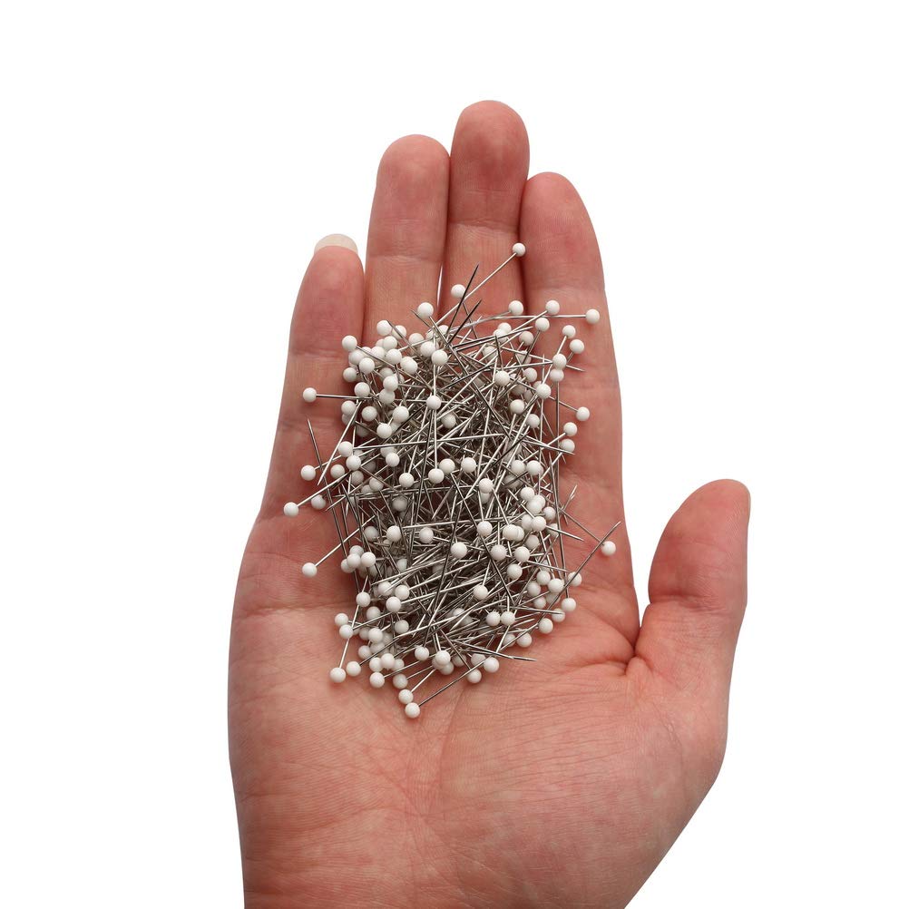 250pcs Glass Head Sewing Pins for Dressmaking & Quilting - White