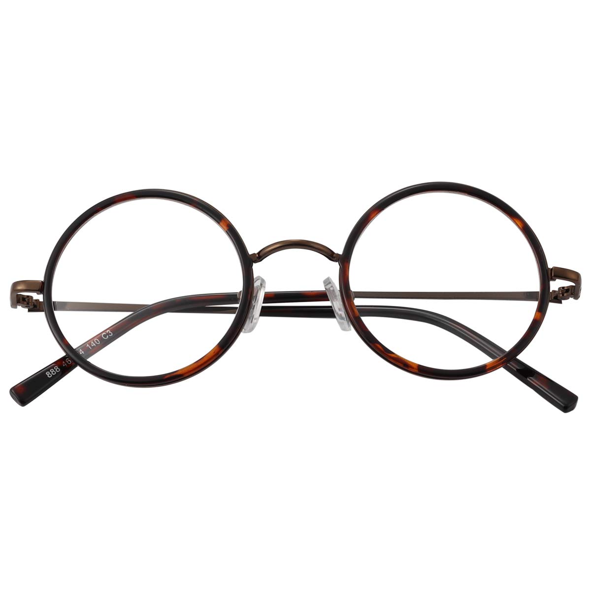 Bestum Round Vintage Clear Lens Glasses for Women & Men - Retro Non-Prescription Eyewear Frames for Reading, Fashion & Daily Use