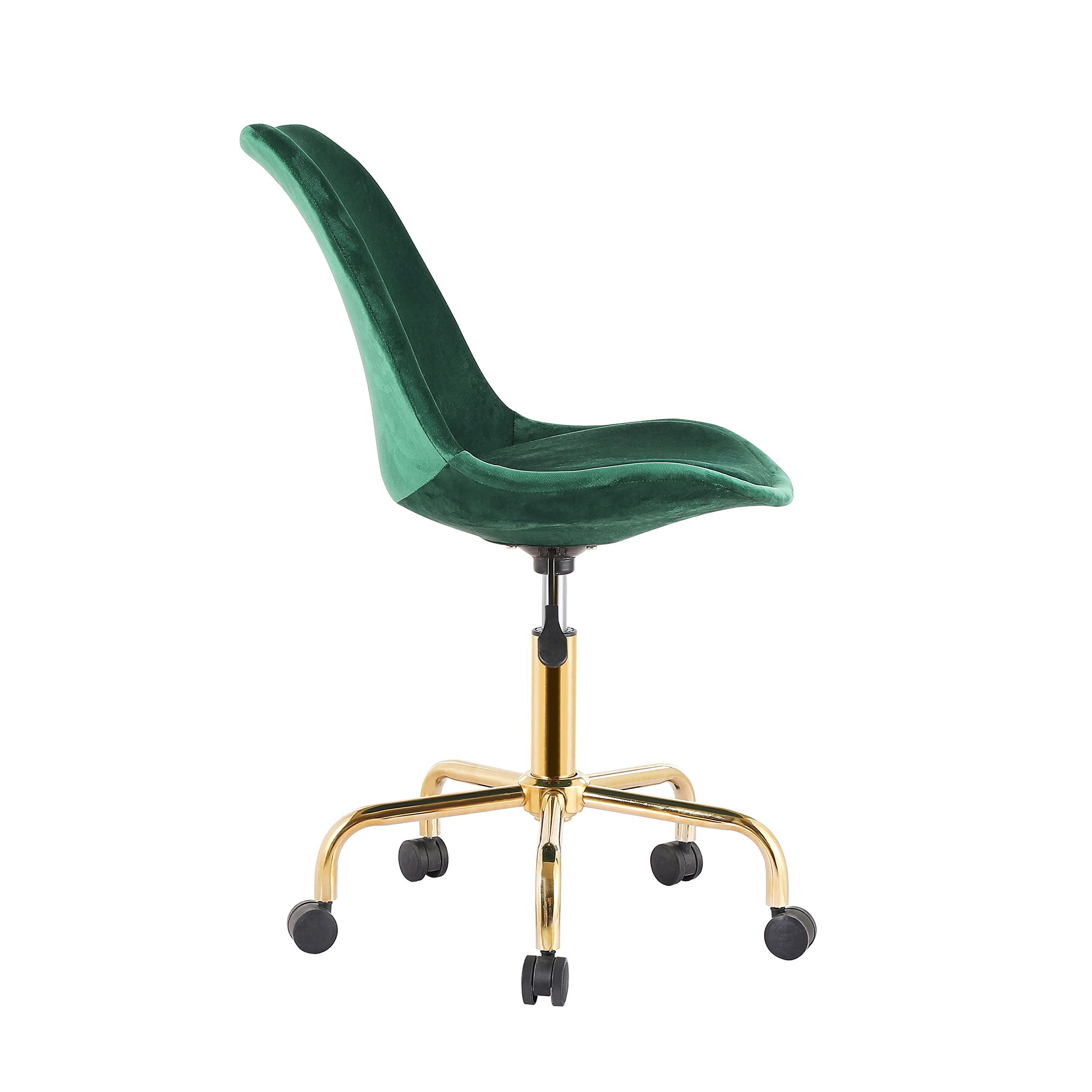 Porthos Home Ally Velvet Office Chair - Soft Velvet Upholstery with Gold Chrome Legs & Roller Caster Wheels, Adjustable Seat & 360° Swivel - Ergonomic Desk Chair for Home Office, Studio & Small Workspace - Perfect for Zoom Meetings & Long Work Sessions