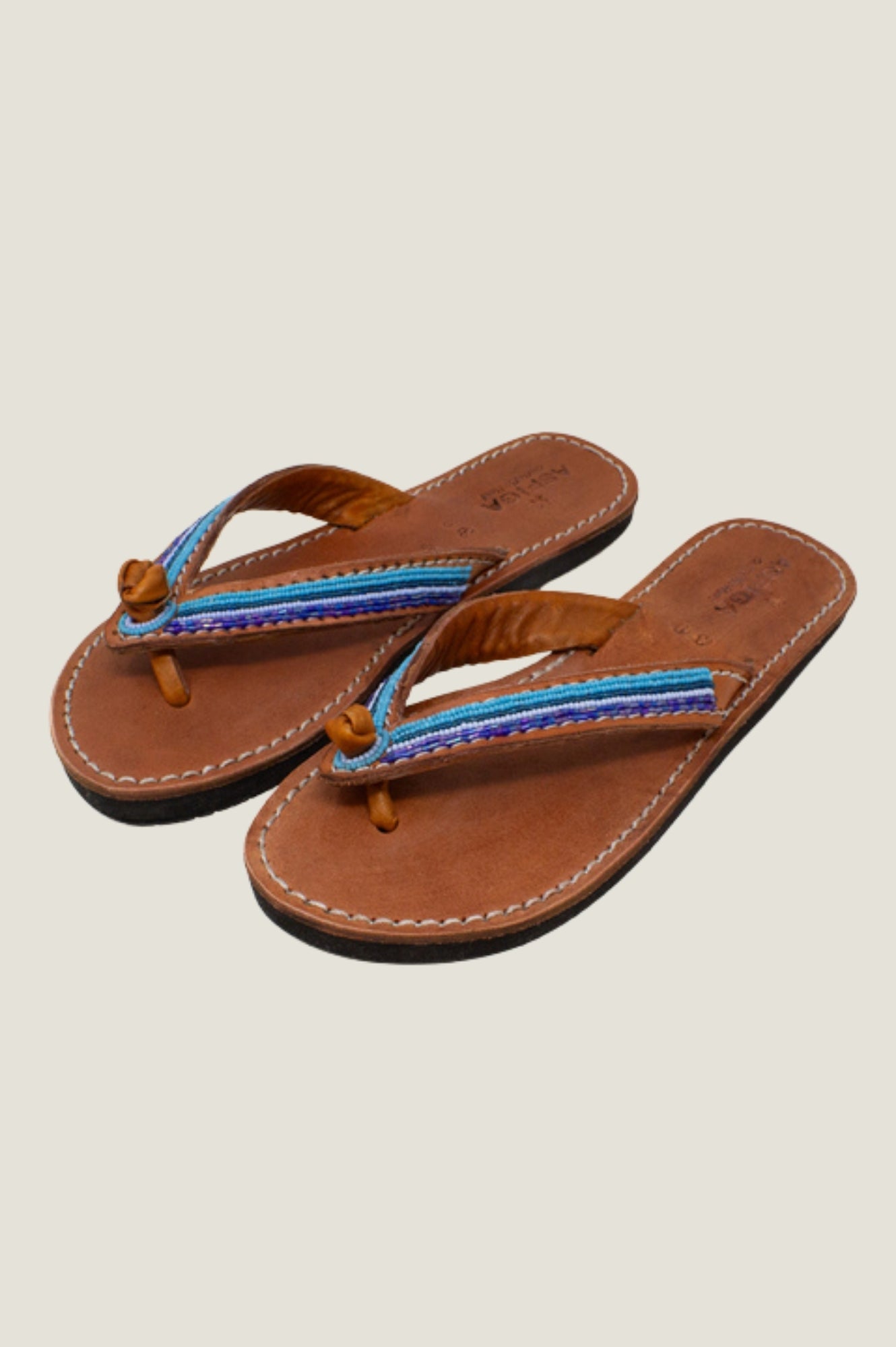Tanzi Soft Padded Sole Leather Sandals for Women - Comfortable Blue Summer Beach Sandals | Perfect for Walking, Travel & Casual Outings