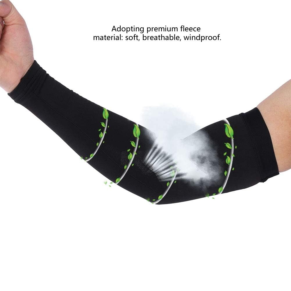 Windproof Fleece Arm Warmers for Cycling & Outdoor Sports - Cold Weather Arm Sleeves for Men & Women (Black, Large) - Perfect for Biking, Running & Winter Workouts