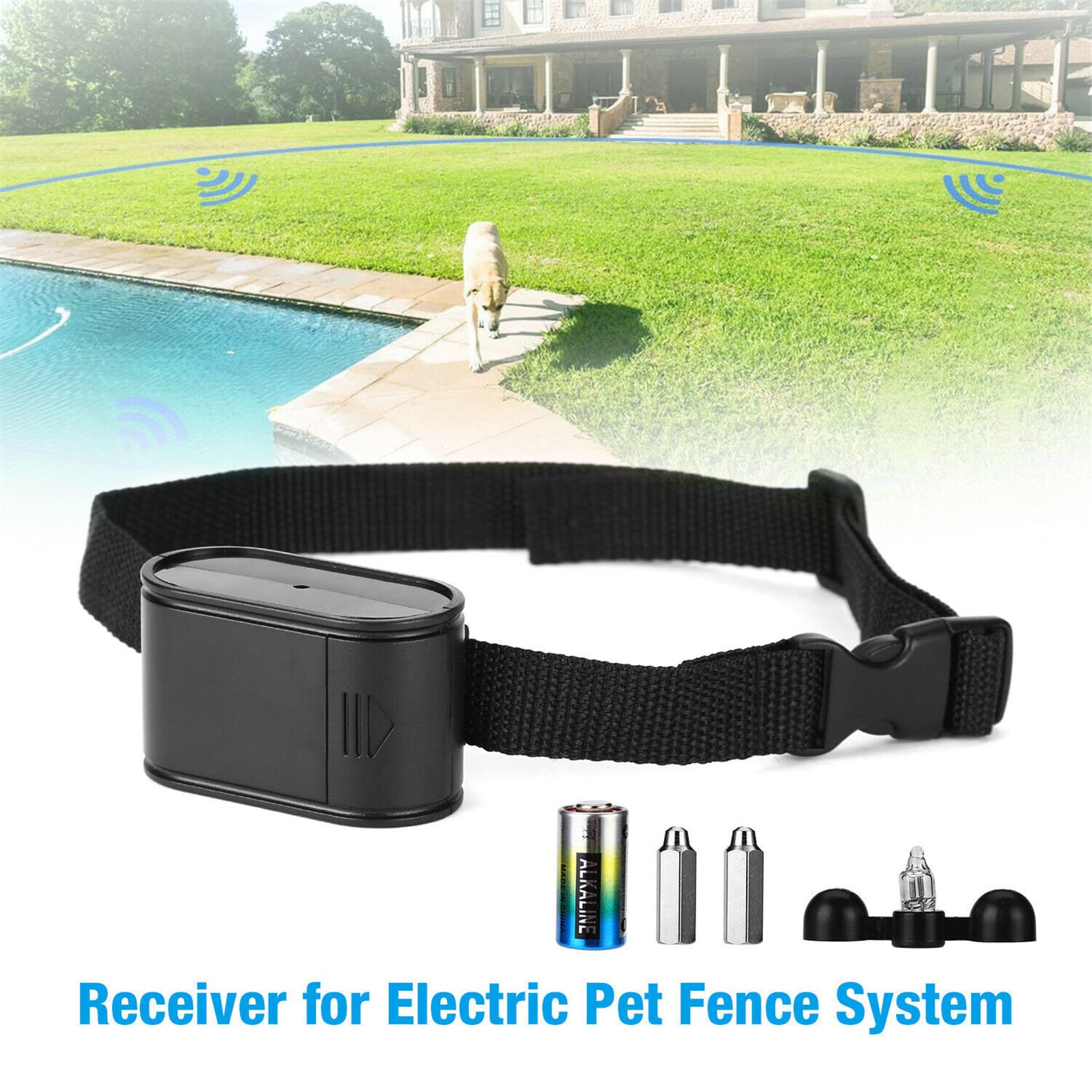 Electric Dog Fence System - Waterproof Shock/Tone Collar Receiver with 984ft Underground Wire for Small, Medium & Large Dogs (3-Dog Capacity) | Secure Backyard Containment & Training Solution