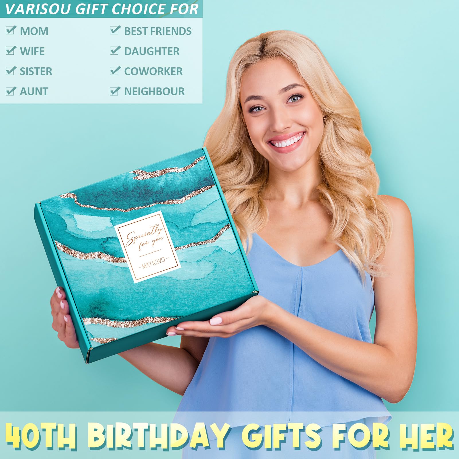 40th Birthday Gifts for Women - Funny & Unique 40 Year Old Gift Ideas for Her, Mom, Sister, Friend, Wife, Daughter, Coworker - 1985 Themed Birthday Gift Basket for Parties, Celebrations & Special Moments