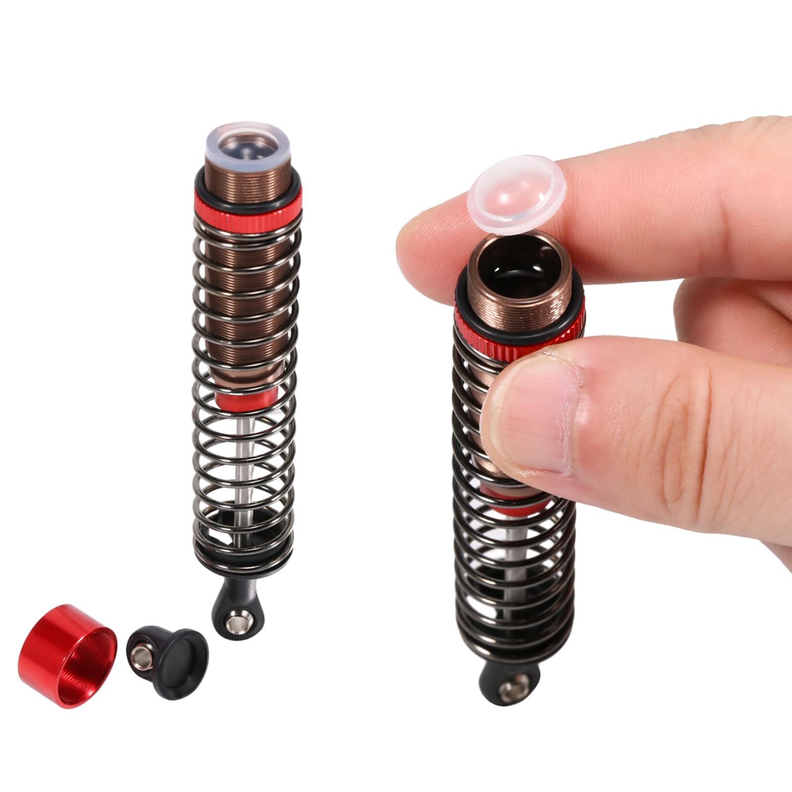 1/10 Scale 80mm RC Oil Filled Shock Absorbers Kit - Compatible with Tamiya TRX4, Axial SCX10, D90 Truck Crawler & Off-Road Upgrades (Red) - Perfect for Rock Crawling, Trail Riding & RC Car Performance Enhancement