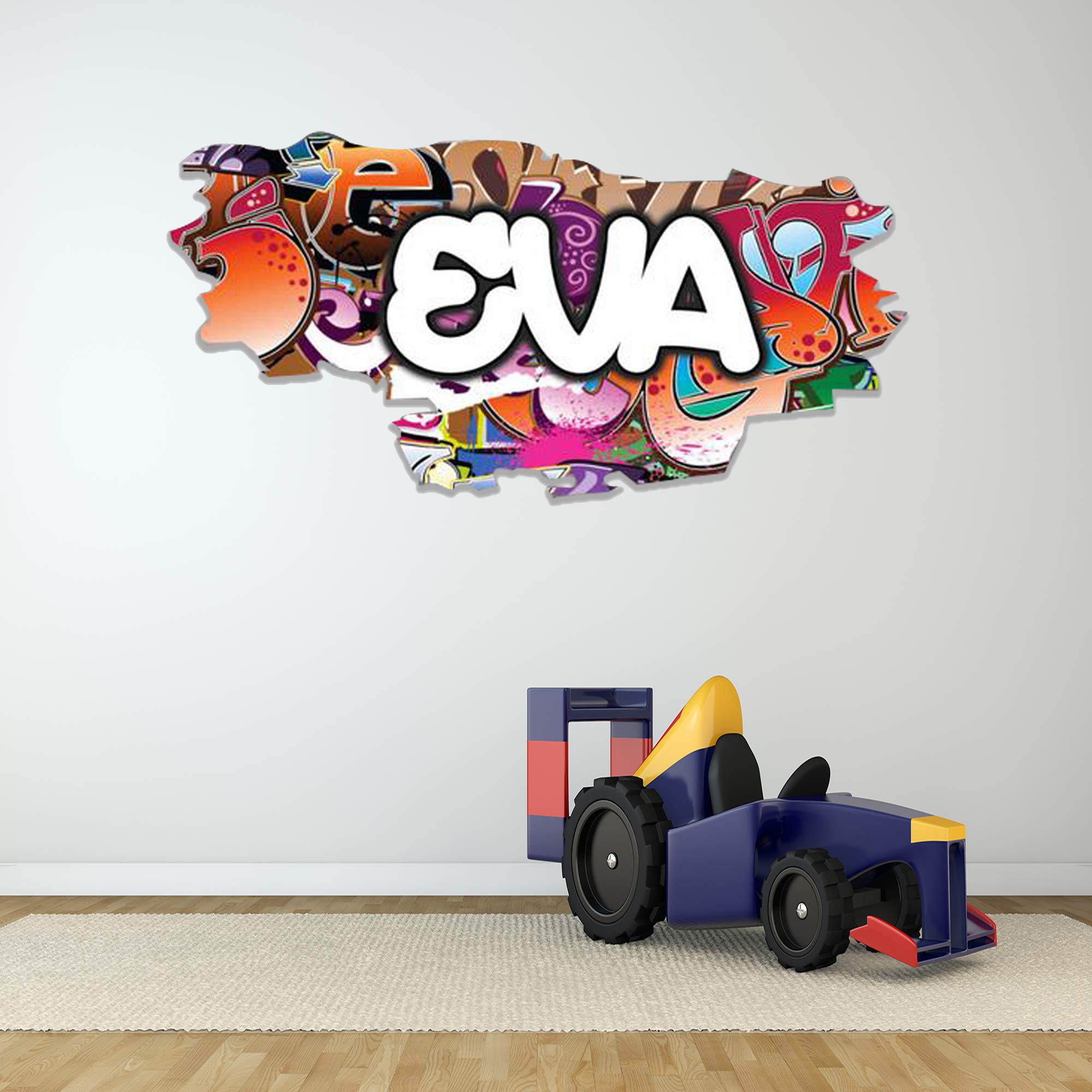 Custom 3D Graffiti Name Wall Decal - Personalized Vinyl Art Sticker | Removable Peel & Stick | Borderless Room Decor | Perfect for Kids Bedroom, Nursery & Dorm Wall Art (MYS117-XLarge)