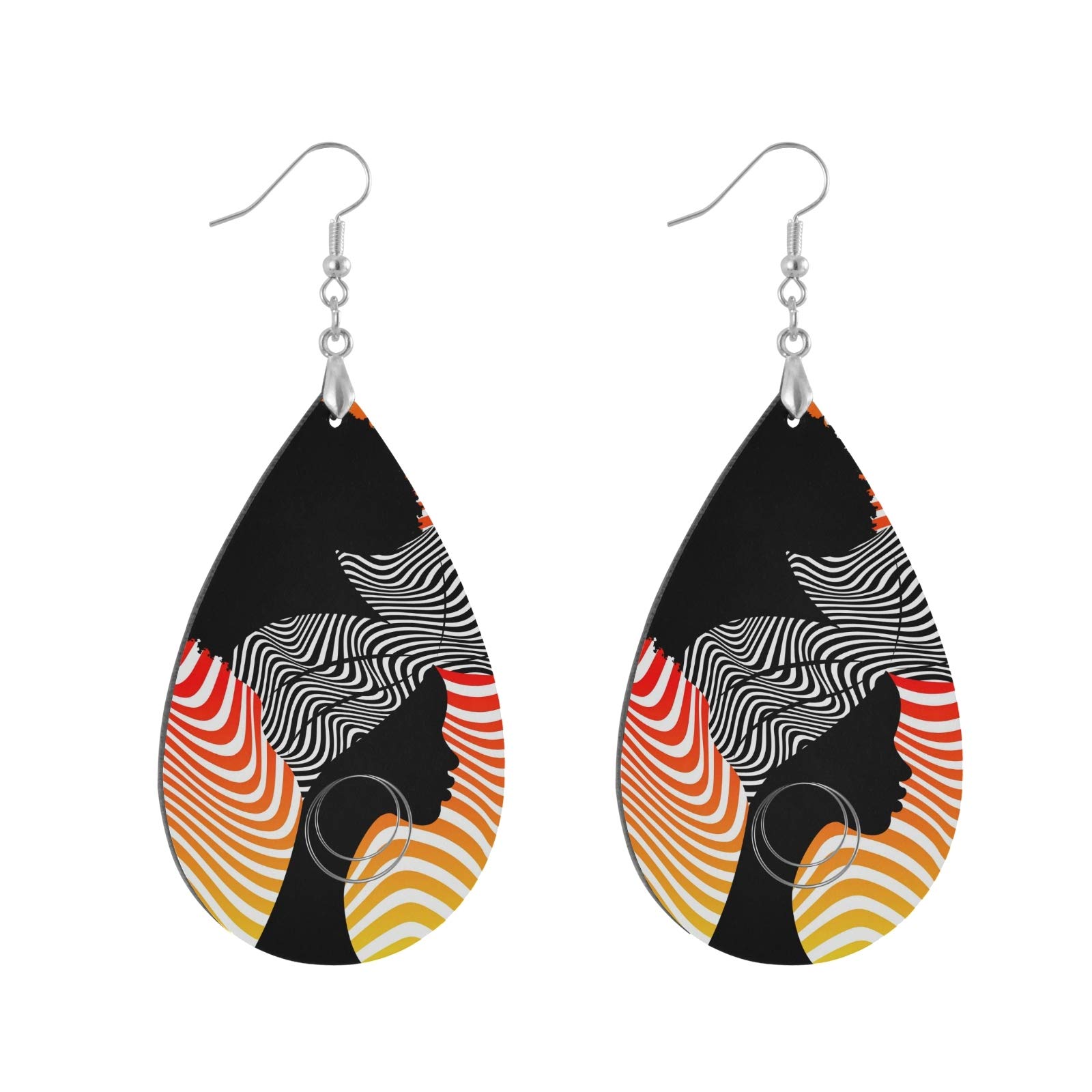 ALAZA African American Women's Afro Portrait Dangle Earrings - Leaf Style Drop Earrings for Women | Perfect for Cultural Events, Weddings & Everyday Wear