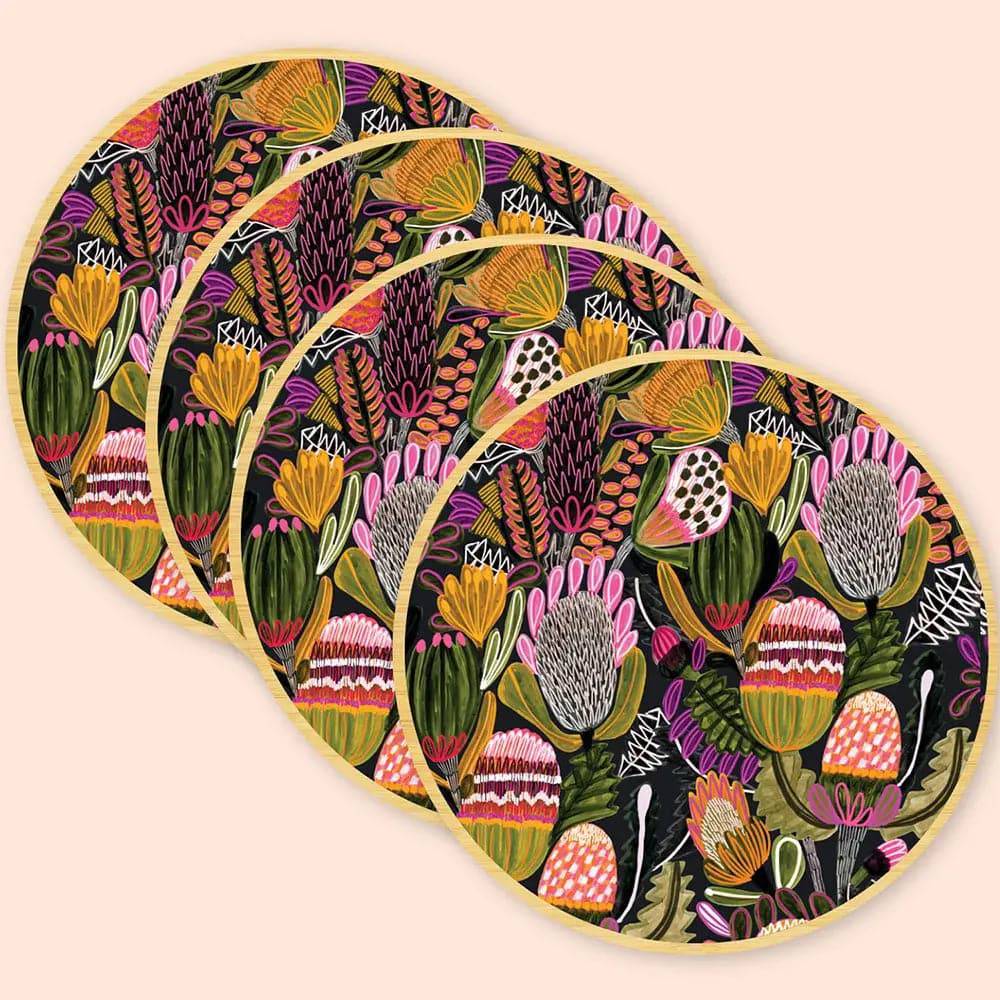 Premium Bush Banksia Australian Wooden Coaster Set - Natural Wood Drink Coasters for Home & Bar - Perfect for Protecting Tables from Hot & Cold Beverages