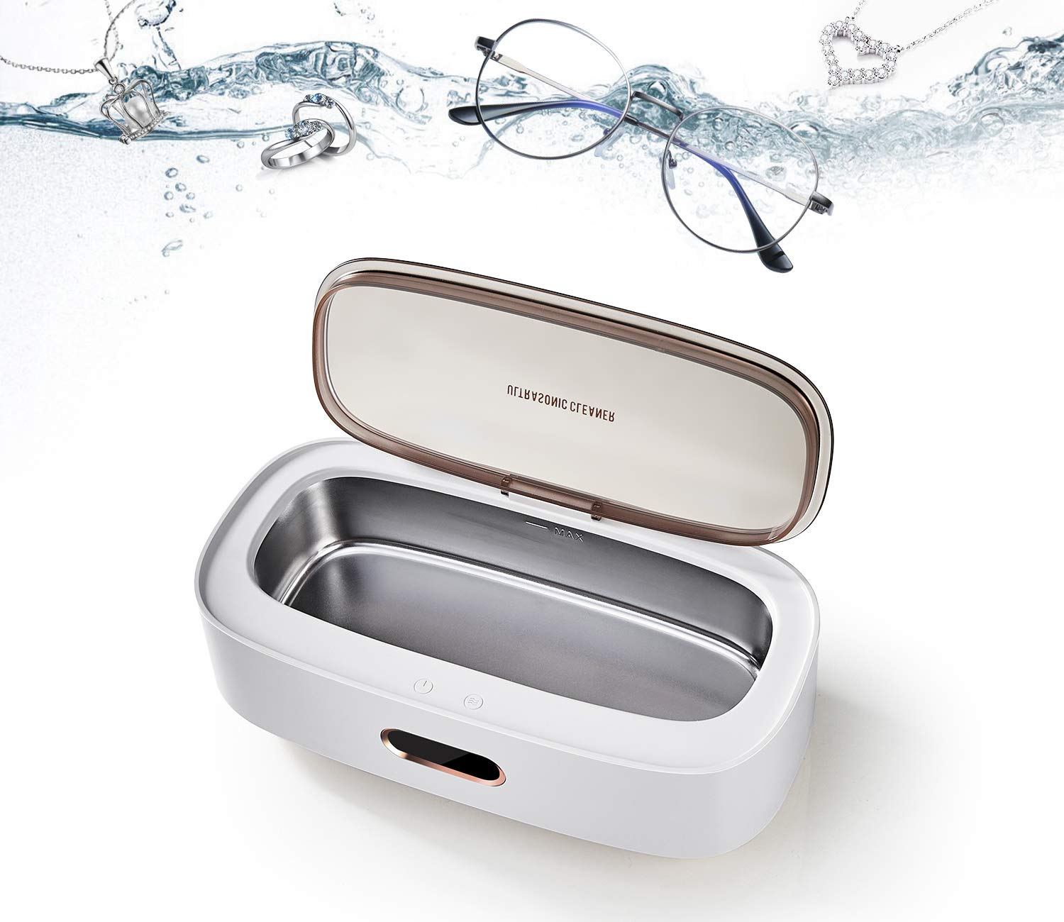 Professional Ultrasonic Jewelry Cleaner Machine - Deep Clean Silver, Rings, Watches, Necklaces, Eyeglasses, Dentures & Tools | Perfect for Home Jewelry Care, Dental Hygiene & Small Item Cleaning