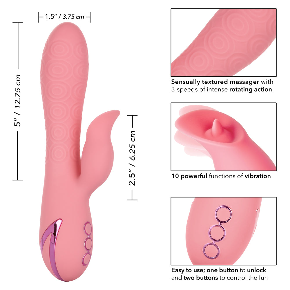 California Dreaming Pasadena Player Rotating Rabbit Vibrator - Dual Motor G-Spot & Clitoral Stimulator for Women - Perfect for Solo Play & Couples Intimacy