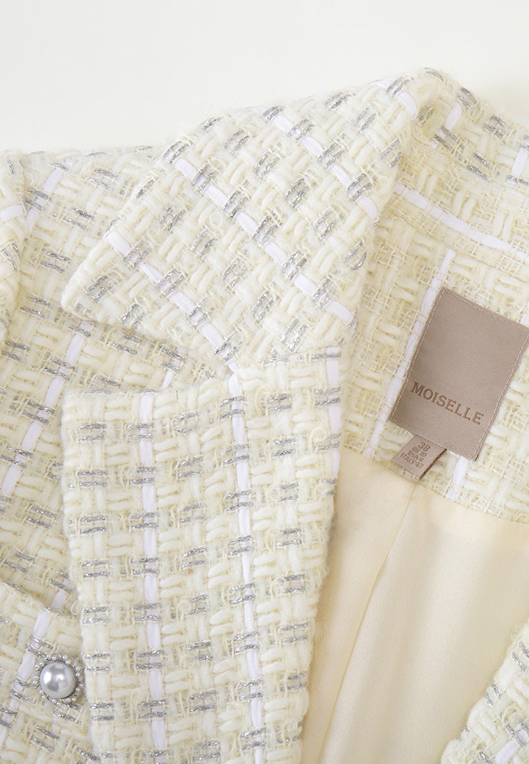 Stylish Shawl Lapel Frayed Detail Tweed Jacket for Women - Perfect for Office Wear, Date Nights & Fall Fashion