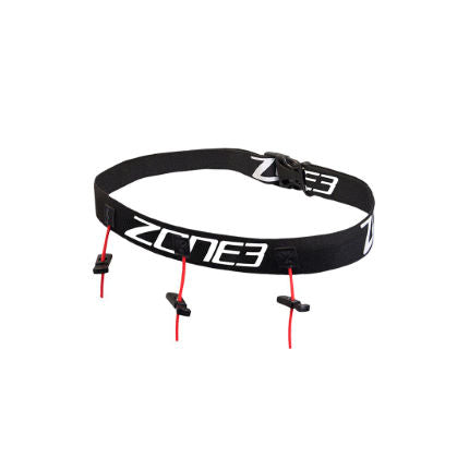 Zone3 Race Belt - Black, Red & White - Running, Cycling & Triathlon Accessories for Athletes