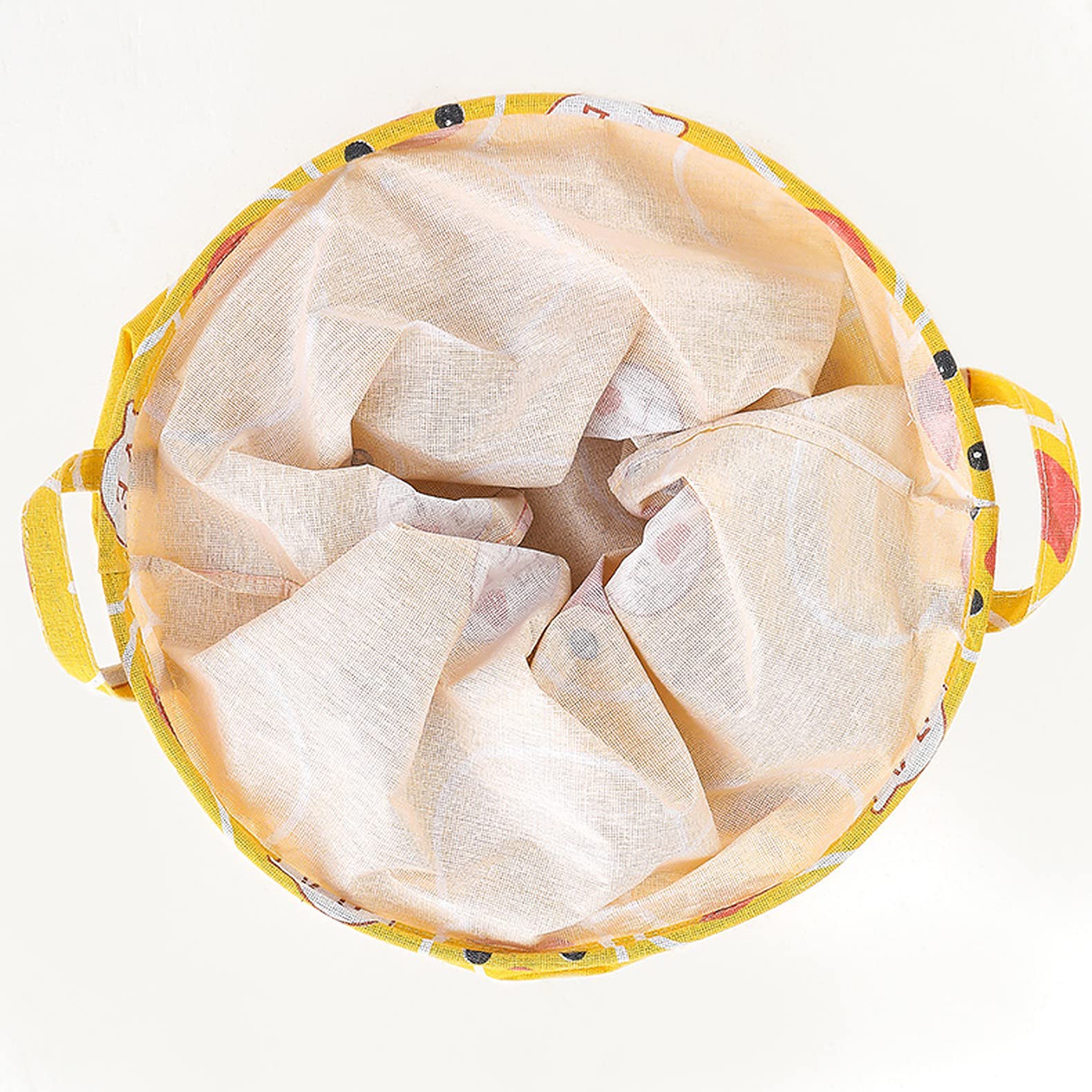 **Wolpin Waterproof Laundry Bag & Toy Storage Organizer - Foldable, Moistureproof, Large 63L Capacity with Handles - Duck Yellow Cotton - Perfect for Kids' Room, Travel & Camping**