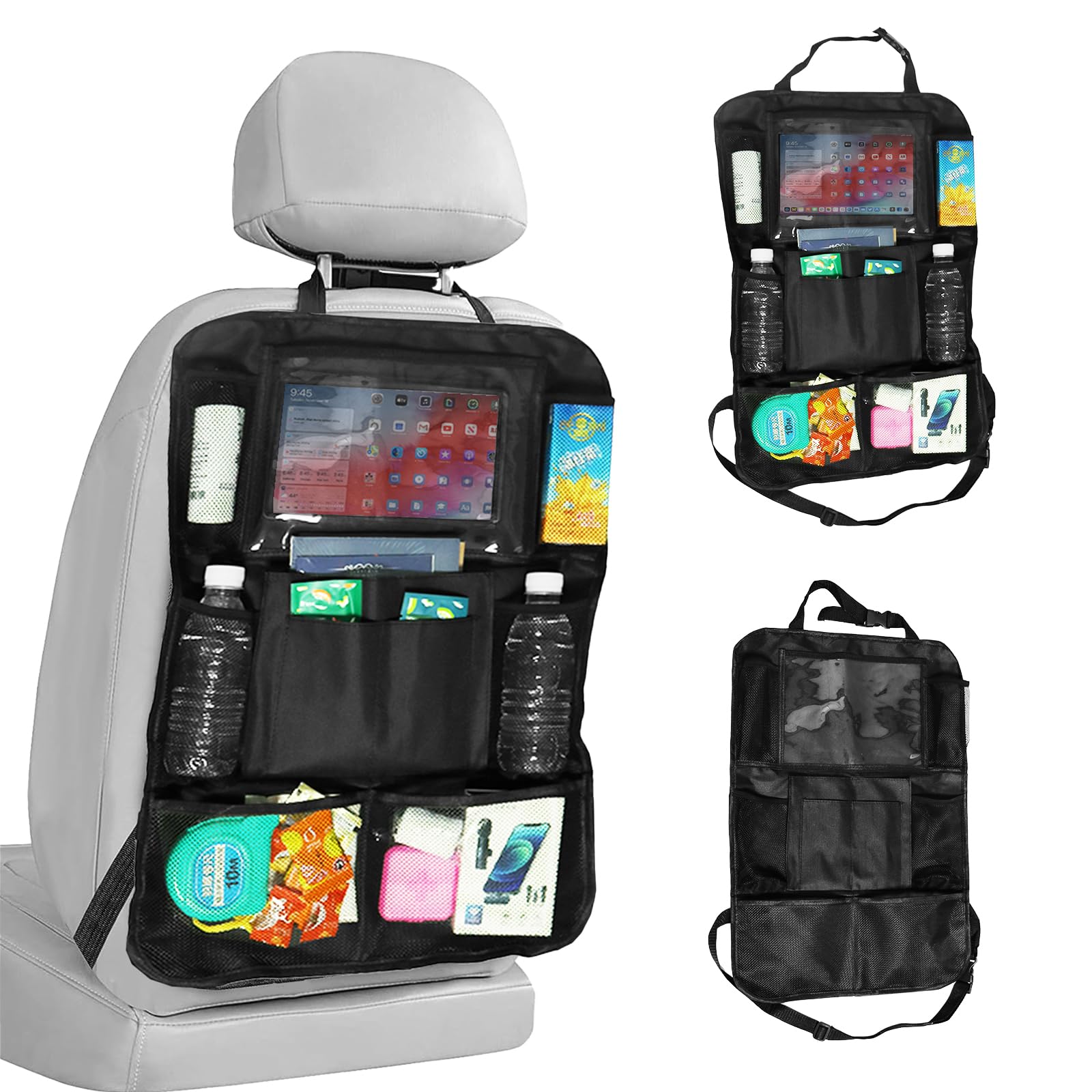 Backseat Car Organizer with Tablet Holder - 10-Pocket Storage Bag for Kids & Toddlers | Car Seat Organizer for Travel Accessories & Road Trip Essentials | Perfect for Family Vacations & Daily Commutes