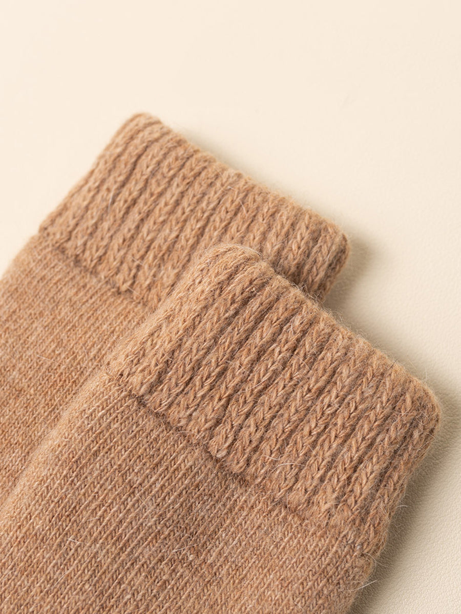 4 Pairs Women's Solid Color Winter Wool Socks - Warm Thermal Knit Socks for Hiking, Snow Boots & Cold Weather Comfort