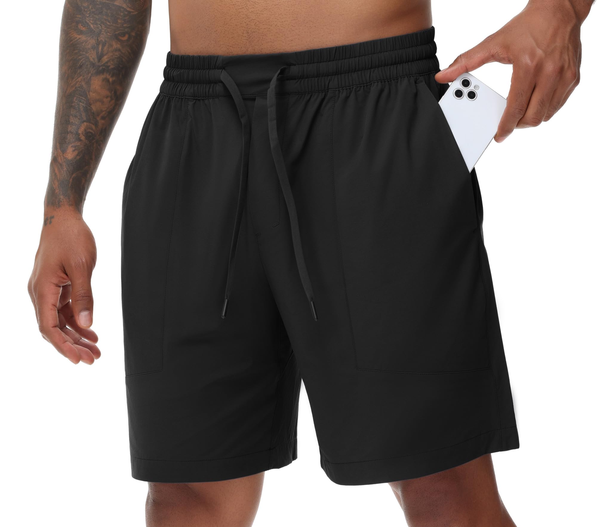 THE GYM PEOPLE Men's Running Shorts - Lightweight Quick Dry Workout Shorts with Drawstring & Zipper Pockets for Gym, Jogging & Outdoor Sports