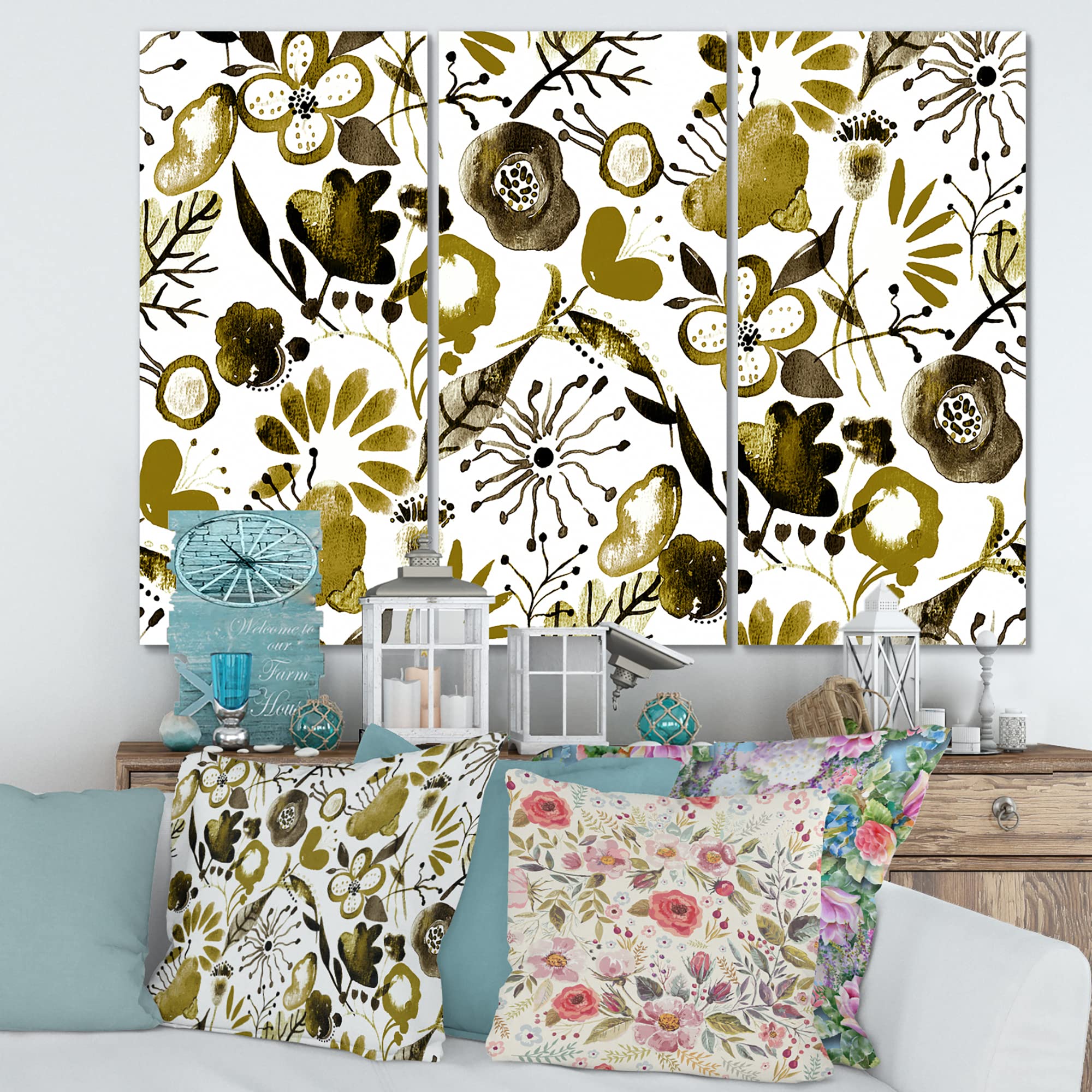 DesignQ Vibrant Wildflowers II Modern Canvas Wall Art - Floral Home Decor for Living Room, Bedroom & Office