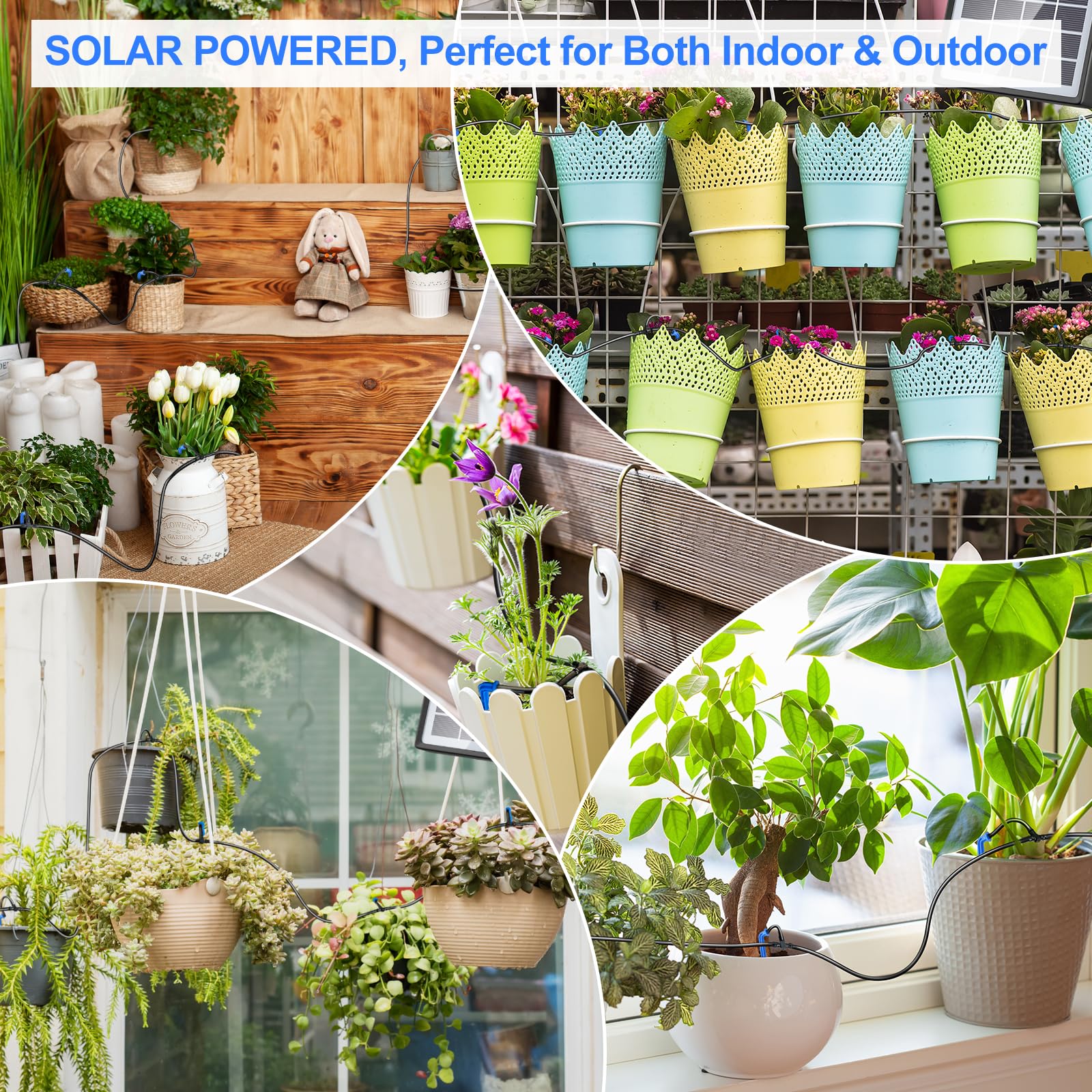 PChero Solar Automatic Drip Irrigation Kit - 12 Timer Modes Solar Powered Watering System for Indoor, Balcony, Outdoor Garden & Greenhouse - Supports 15 Pots (Perfect for Vacation Plant Care & Water Conservation)