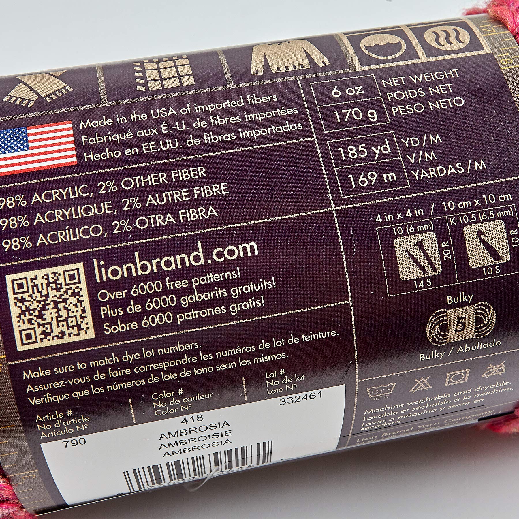 Lion Brand Homespun Yarn - 100% Acrylic Knitting & Crochet Yarn (418 Ambrosia) - Perfect for Scarves, Blankets & DIY Crafts