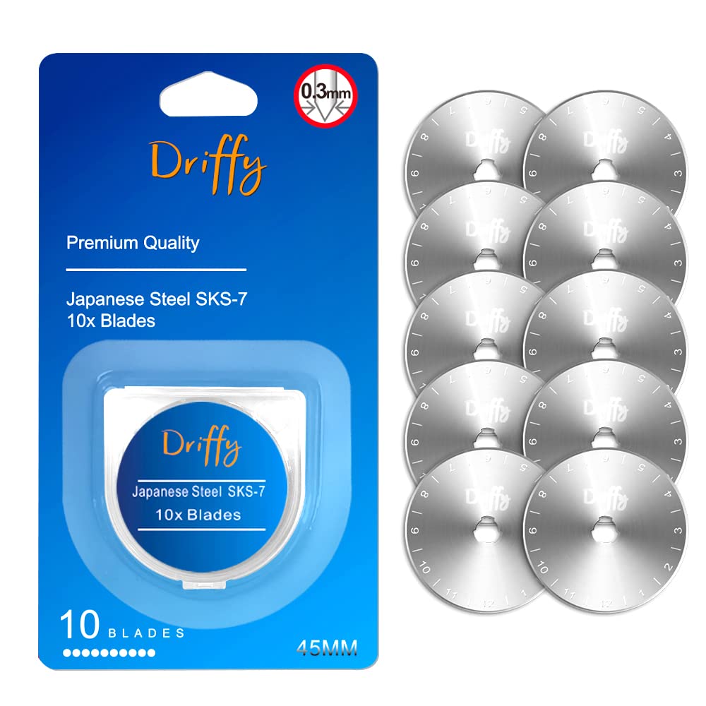 45mm Rotary Cutter Blades 10-Pack - Compatible with OLFA & Fiskars - Premium Replacement Blades for Sewing, Quilting & Fabric Cutting - Perfect for Crafting, DIY Projects & Professional Use