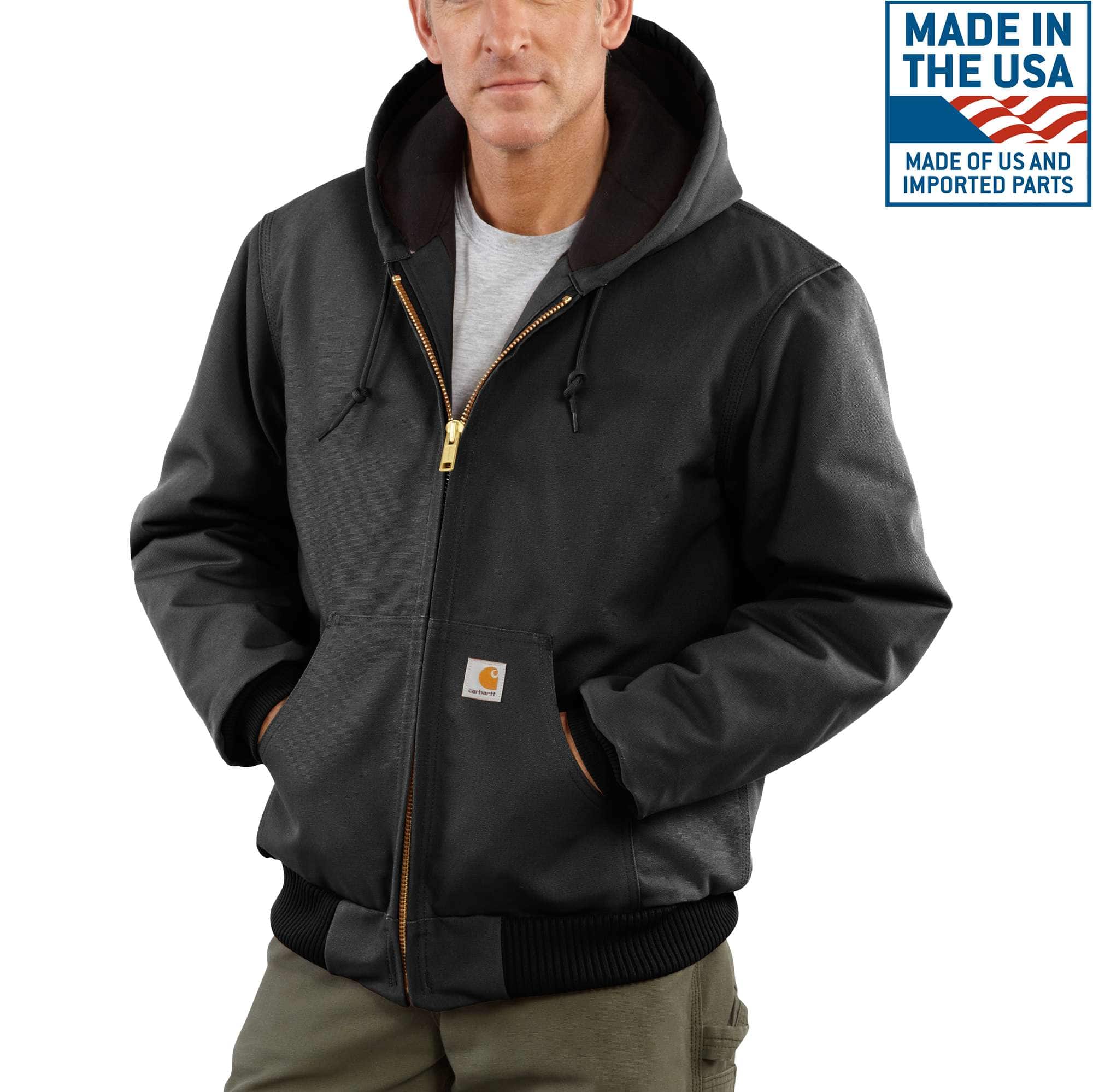 Carhartt Men's J140 Quilted Flannel-Lined Duck Active Jacket - Heavy Duty Workwear for Cold Weather - Ideal for Construction, Farming & Outdoor Activities